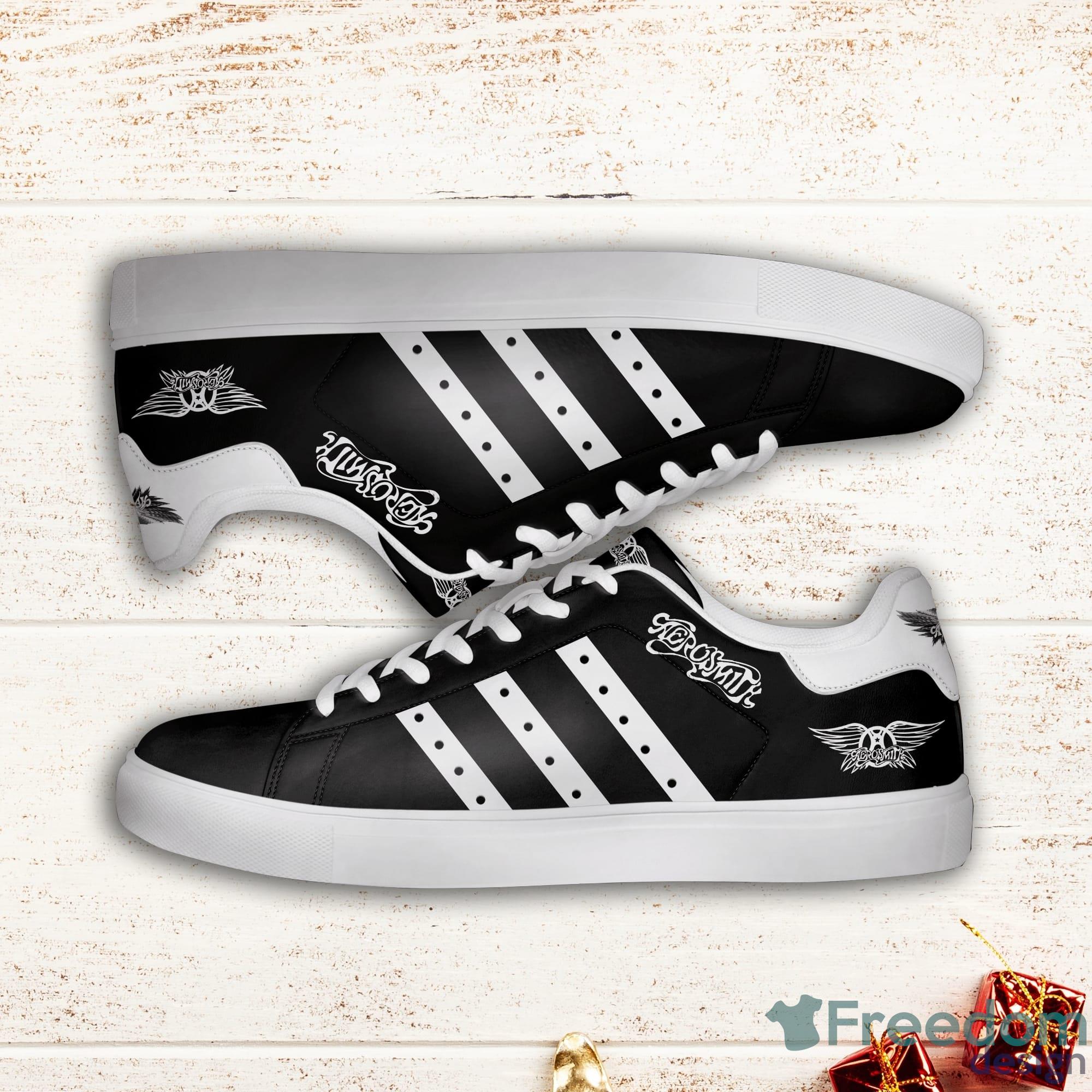 Aerosmith White Striped Stan Smith Low Top Skate Shoes Product Photo 1