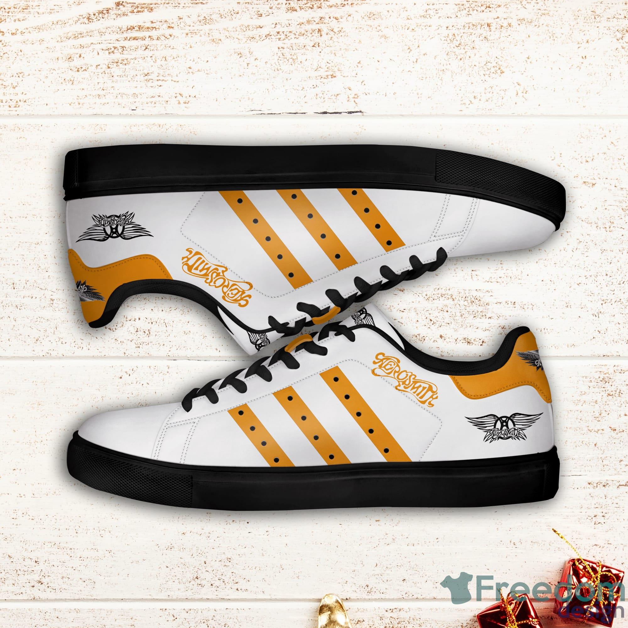 Aerosmith Yellow Striped Stan Smith White Low Top Skate Shoes Product Photo 2