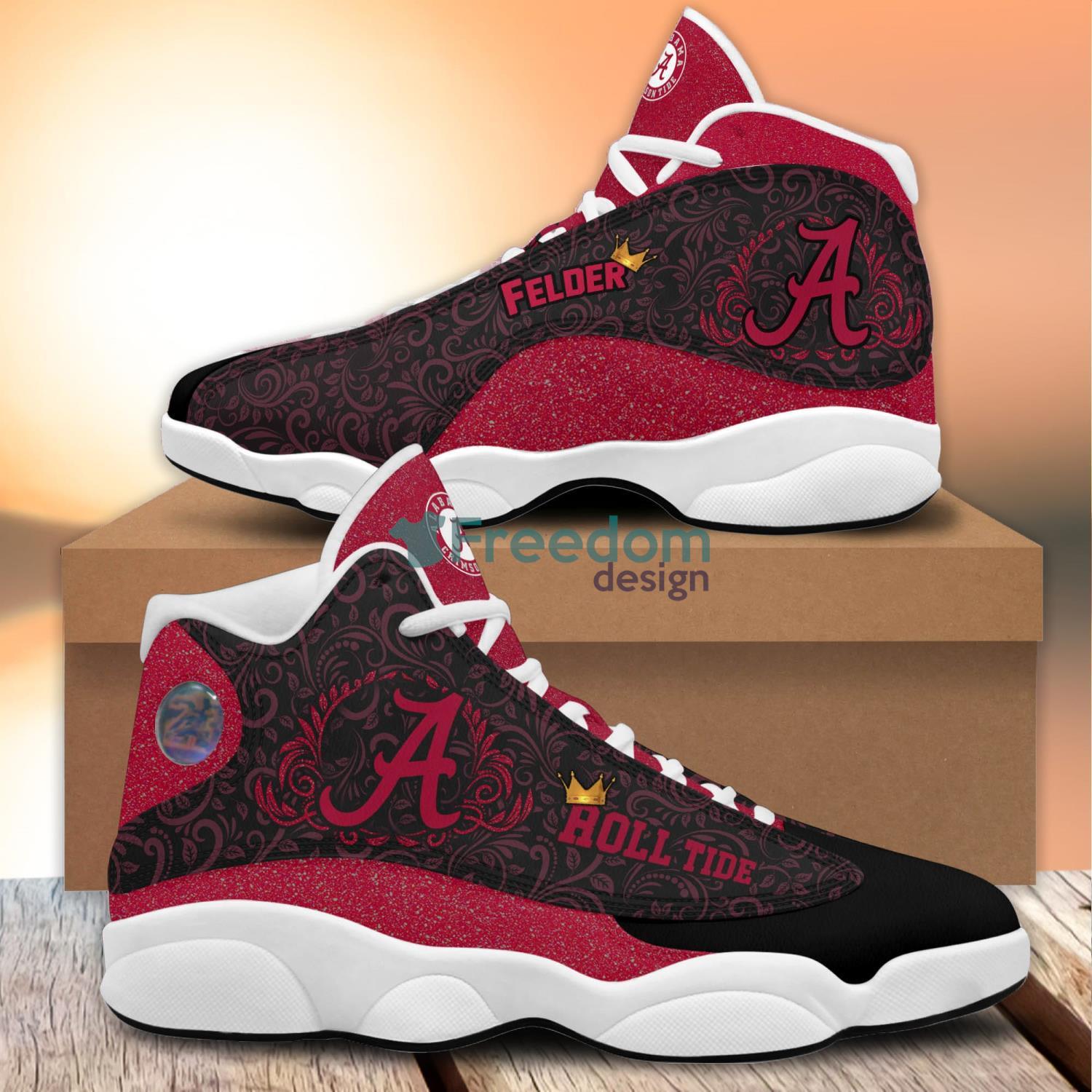Alabama Crime Roll Big Logo Flowers Style  Air Jordan 13 Shoes For Fans Product Photo 1