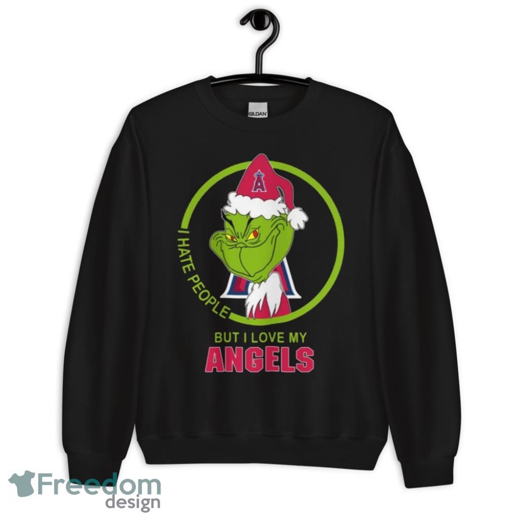 Angels MLB Christmas Grinch I Hate People But I Love Angels Shirt - 1Unisex Crewneck Sweatshirt