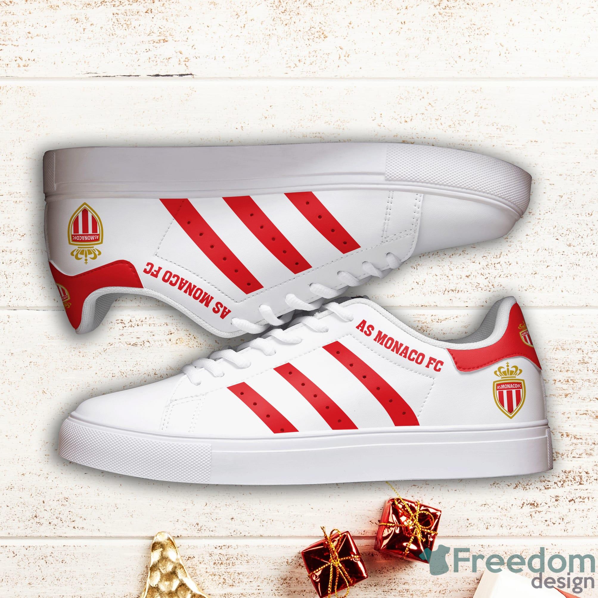 As Monaco Fc Red Striped Stan Smith Low Top Skate Shoes Product Photo 1 As Monaco Fc Red Striped Stan Smith Low Top Skate Shoes Product Photo 1