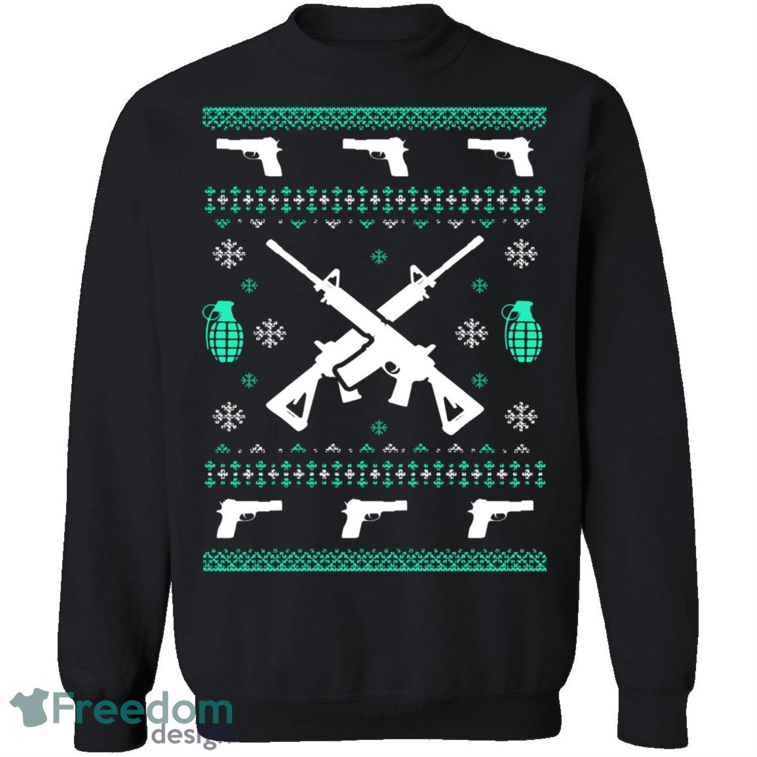 Assault Rifle Knitting Pattern Ugly Christmas Sweatshirt - assault-rifle-knitting-pattern-ugly-christmas-sweatshirt-1