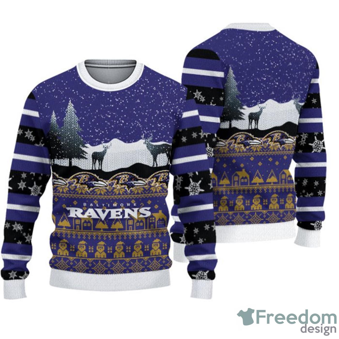 Baltimore Ravens Reindeer Christmas Gift Ugly Christmas Sweater -  Freedomdesign