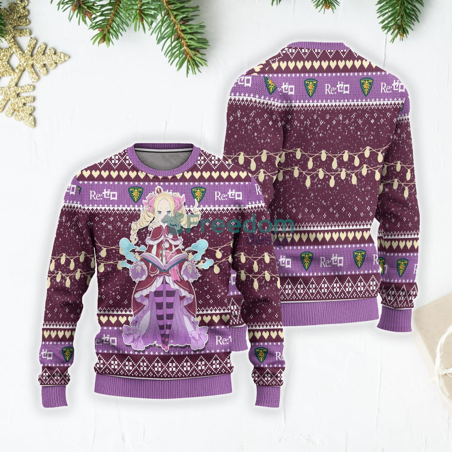 Beatrice Anime Christmas Gift Ugly Christmas Sweater Custom Re Zero Product Photo 3 Beatrice Anime Christmas Gift Ugly Christmas Sweater Custom Re Zero Product Photo 3