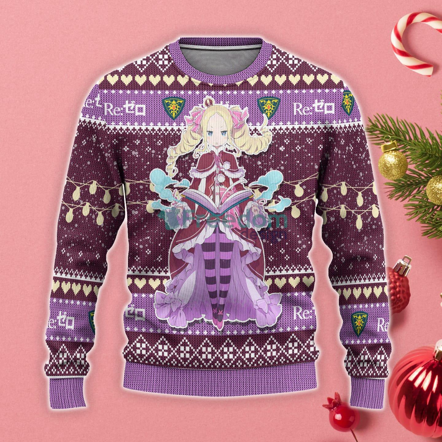 Beatrice Anime Christmas Gift Ugly Christmas Sweater Custom Re Zero Product Photo 1 Beatrice Anime Christmas Gift Ugly Christmas Sweater Custom Re Zero Product Photo 1