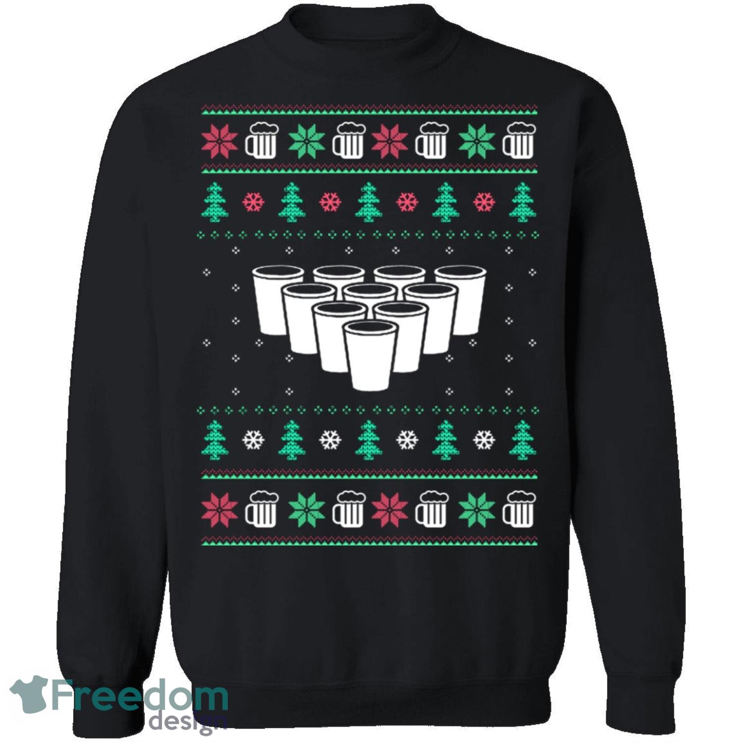 Beer Pong Knitting Pattern Ugly Christmas Sweatshirt - beer-pong-knitting-pattern-ugly-christmas-sweatshirt-2