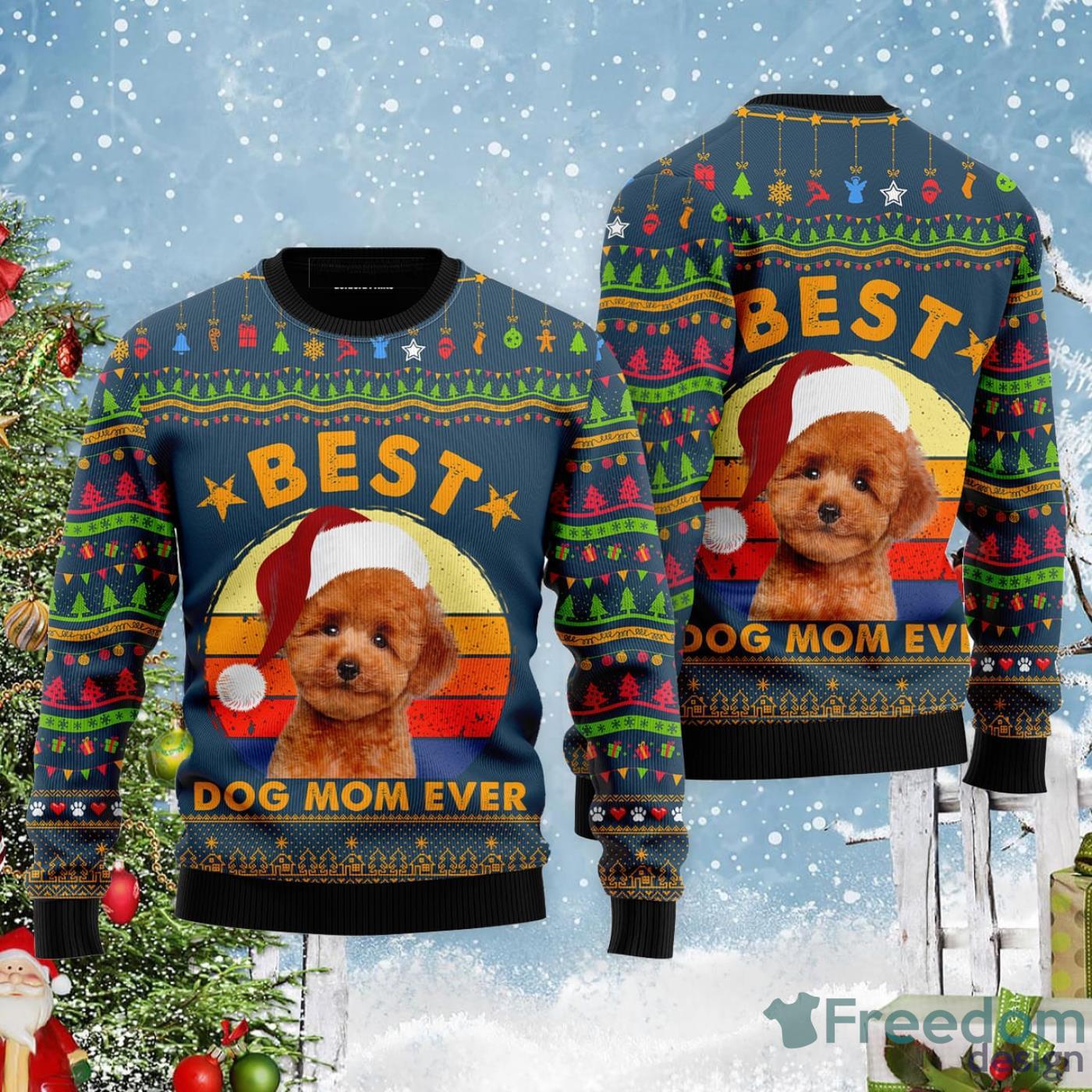 Best Dog Mom Ever Cute Poodle Christmas 