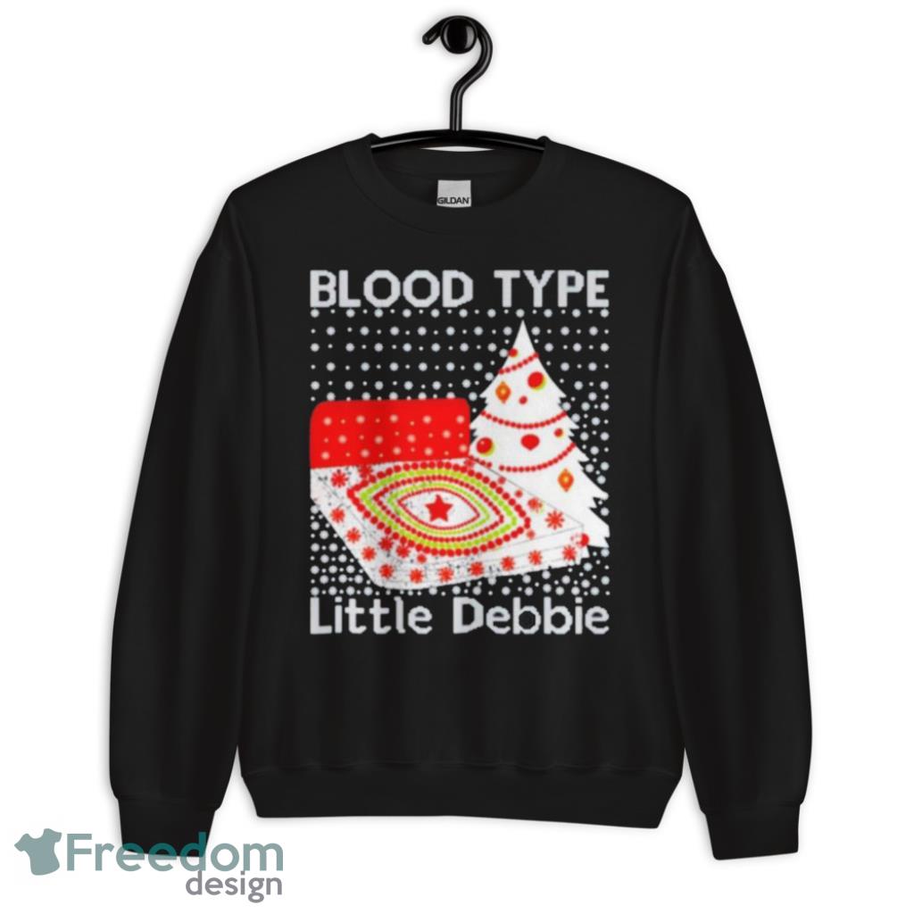 Blood Type Little Debbie Christmas Tree Snowflake Pattern Christmas Shirt - 1Unisex Crewneck Sweatshirt
