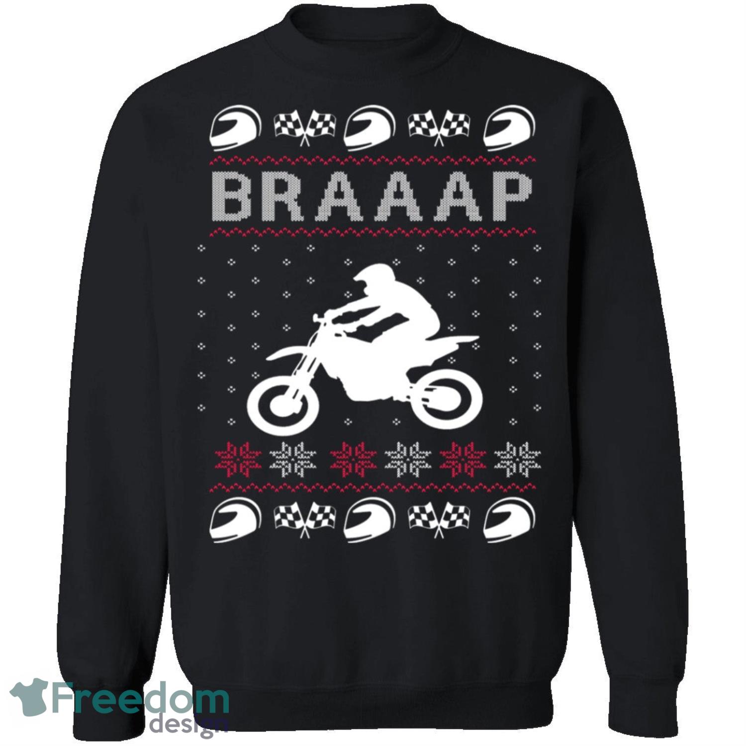 Braaap Motocross Knitting Pattern Ugly Christmas Sweatshirt - braaap-motocross-knitting-pattern-ugly-christmas-sweatshirt-2