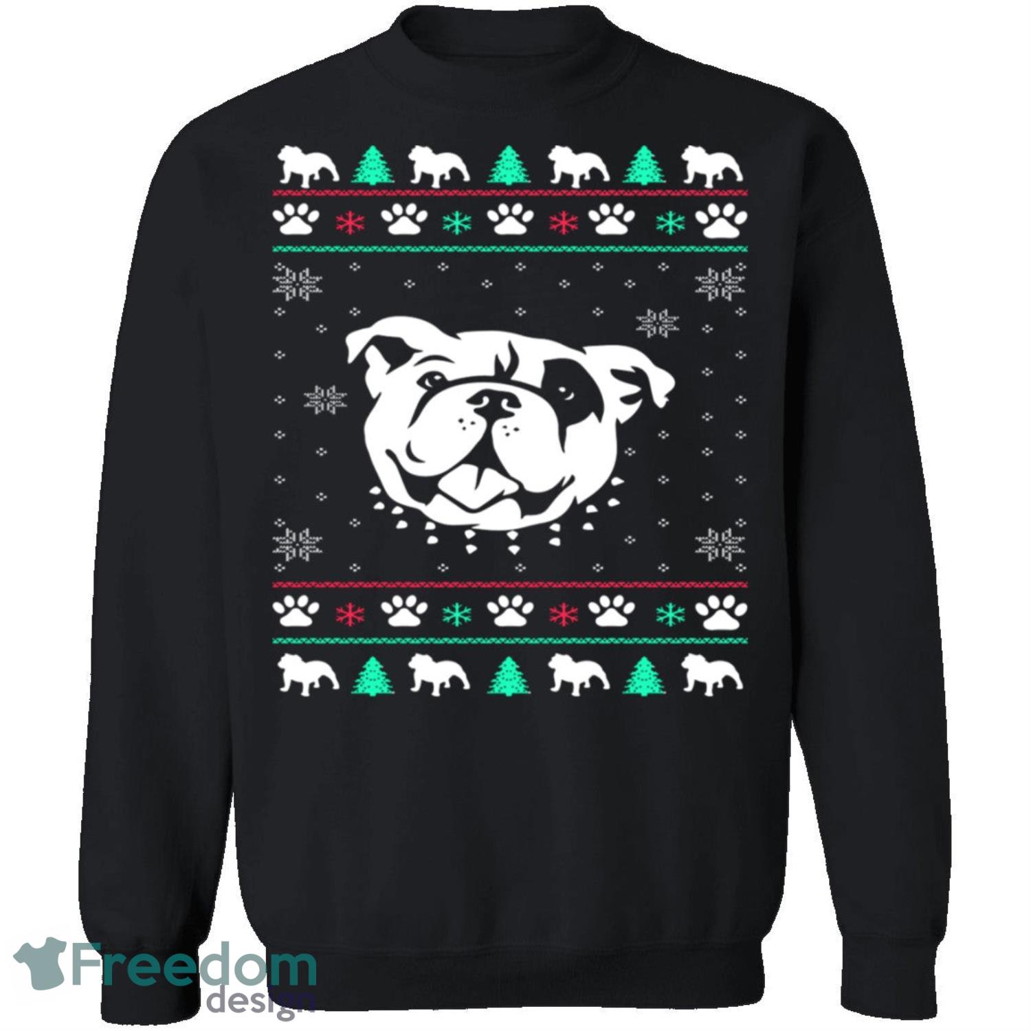Bulldog Knitting Pattern Ugly Christmas Sweatshirt - bulldog-knitting-pattern-ugly-christmas-sweatshirt-2