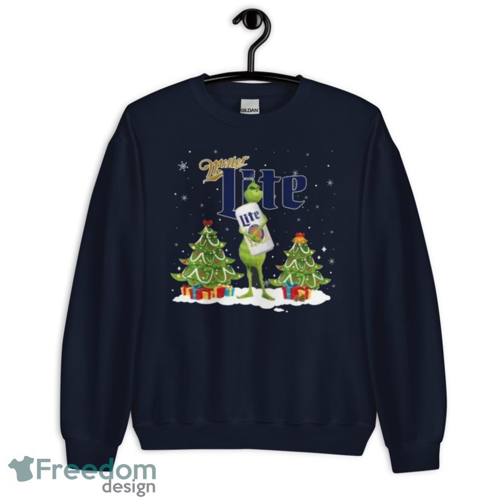 Christmas Grinch Holding Miller Lite Beer Shirt - 1Unisex Crewneck Sweatshirt-1