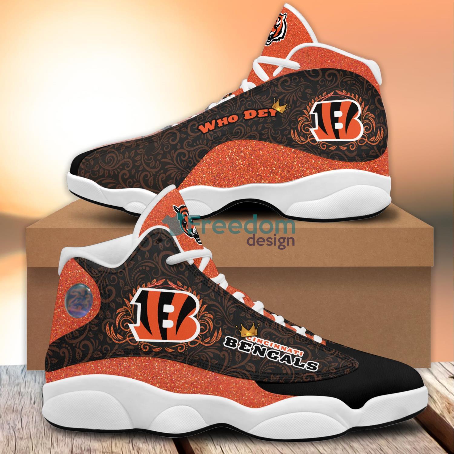 Cincinnati Bengals Flowers Logo Style Air Jordan 13 Shoes For Fans