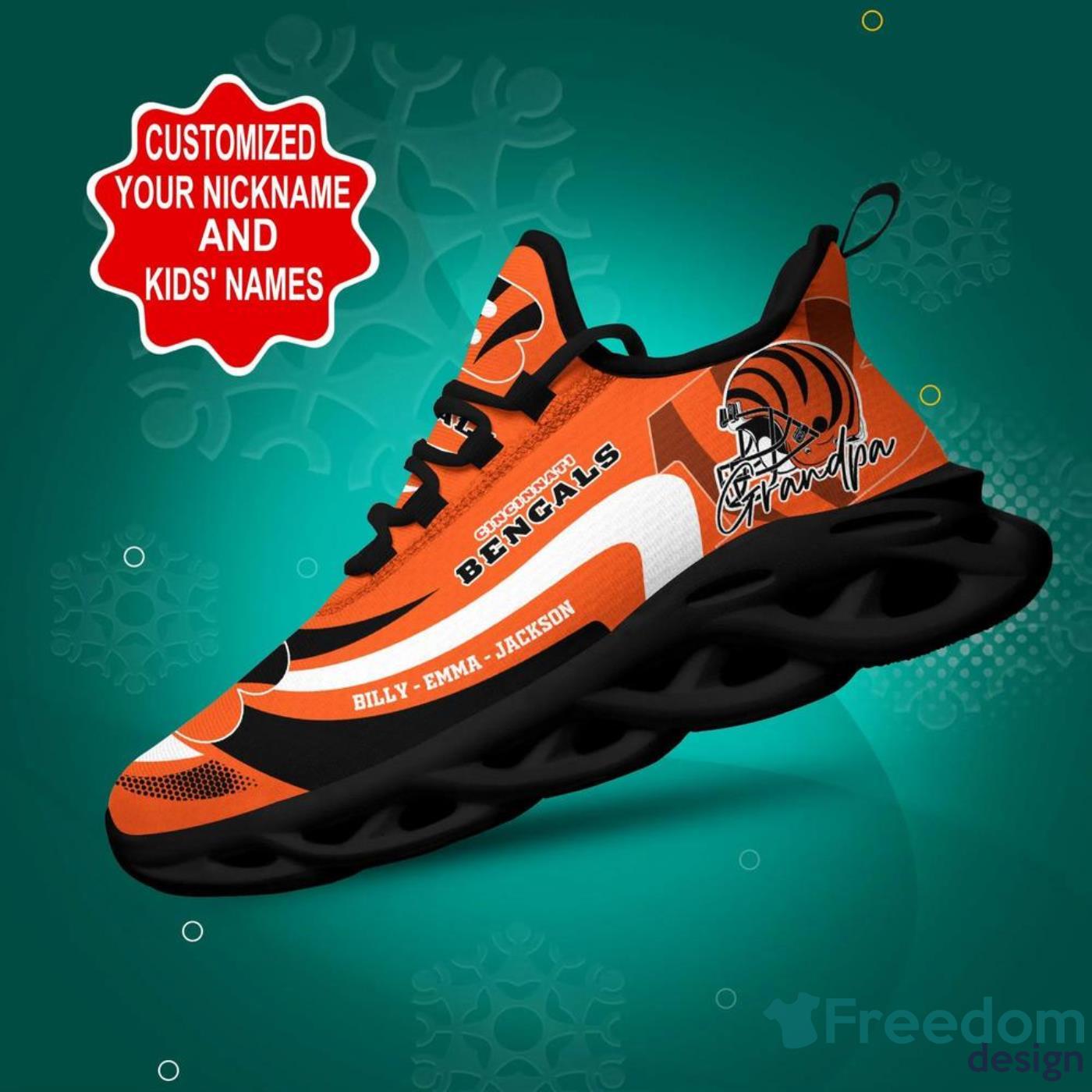 Cincinnati Bengals Grandpa NFL Max Soul Shoes Custom Name Running