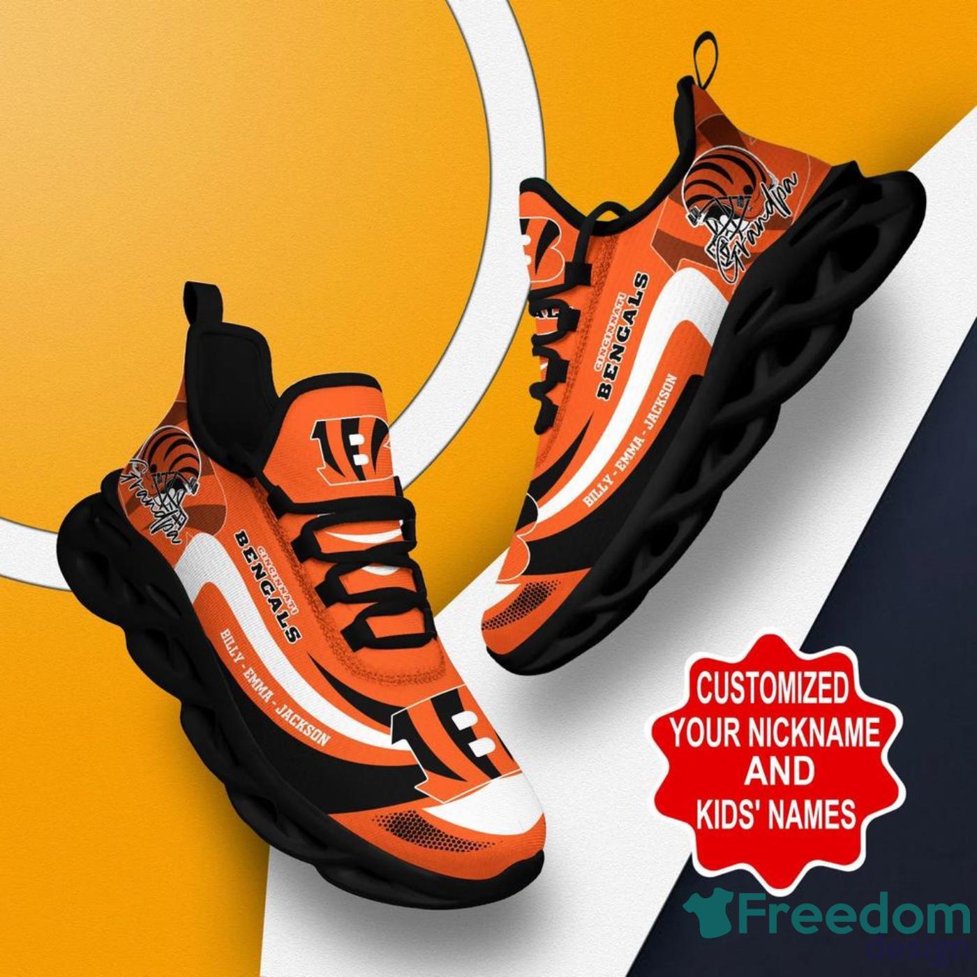 Cincinnati Bengals Max Soul Sneakers Custom Name Trending Sport Running  Shoes - Freedomdesign