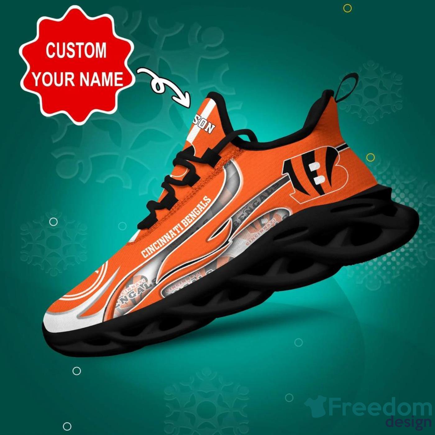 Cincinnati Bengals Logo Tie Dye Running Sneaker Custom Name Max