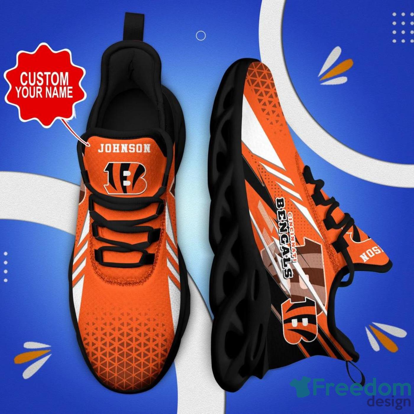 Custom Name Cincinnati Bengals NFL Max Soul Shoes Sneakers For Men And Women  - Freedomdesign