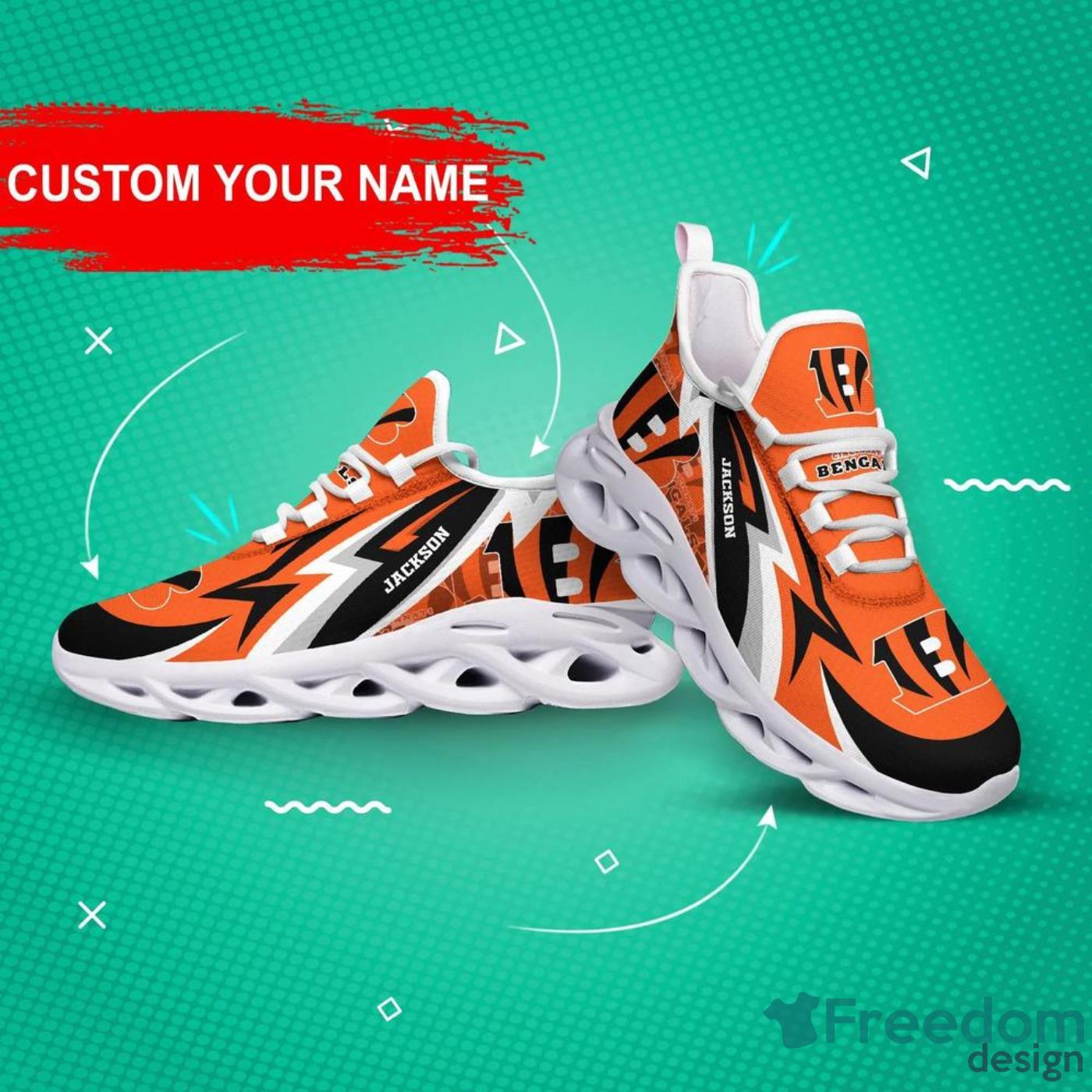 Cincinnati Bengals NFL Max Soul Shoes Custom Name Tie Dye Running