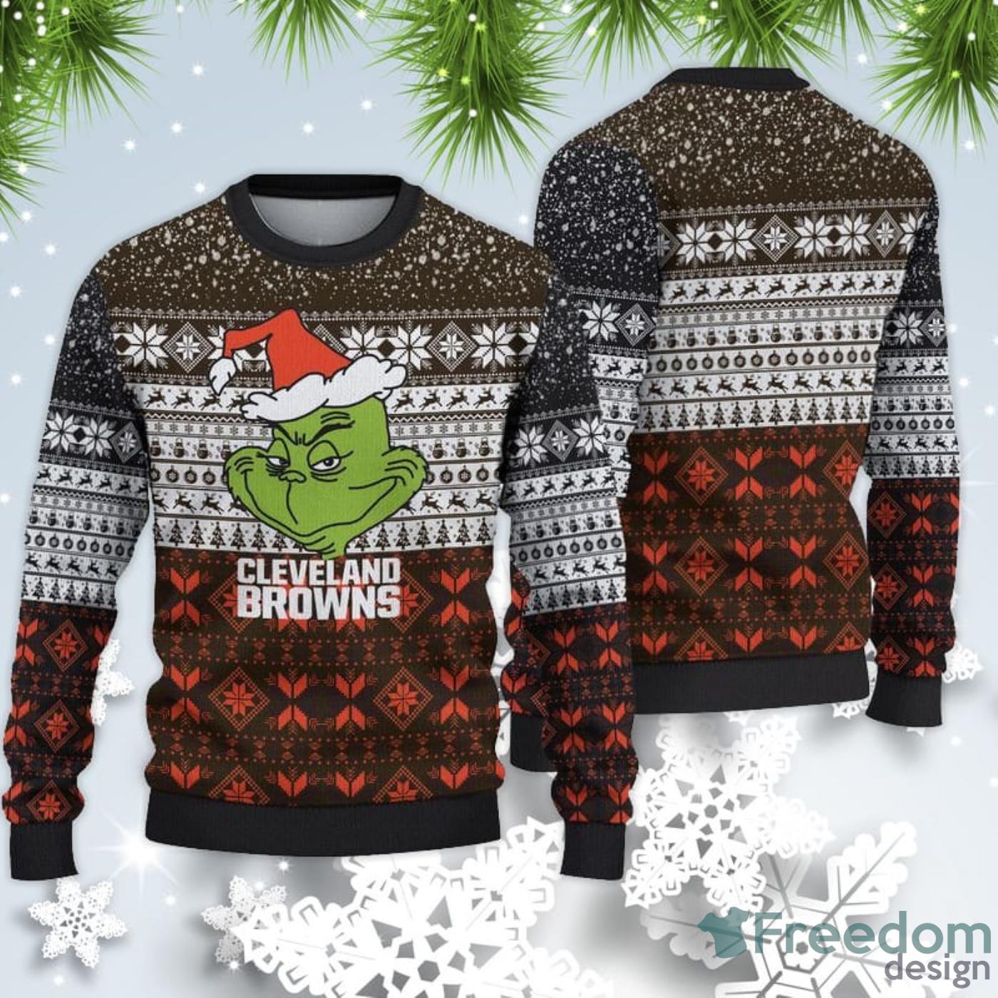 Grinch Cleveland Browns 3D Ugly Christmas Sweater