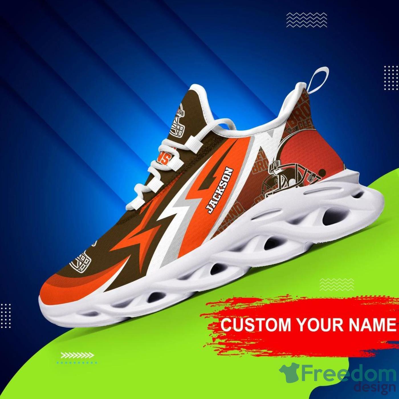 Cleveland Browns NFL Team Max Soul Shoes Custom Name Sneakers Running Shoes  - Freedomdesign