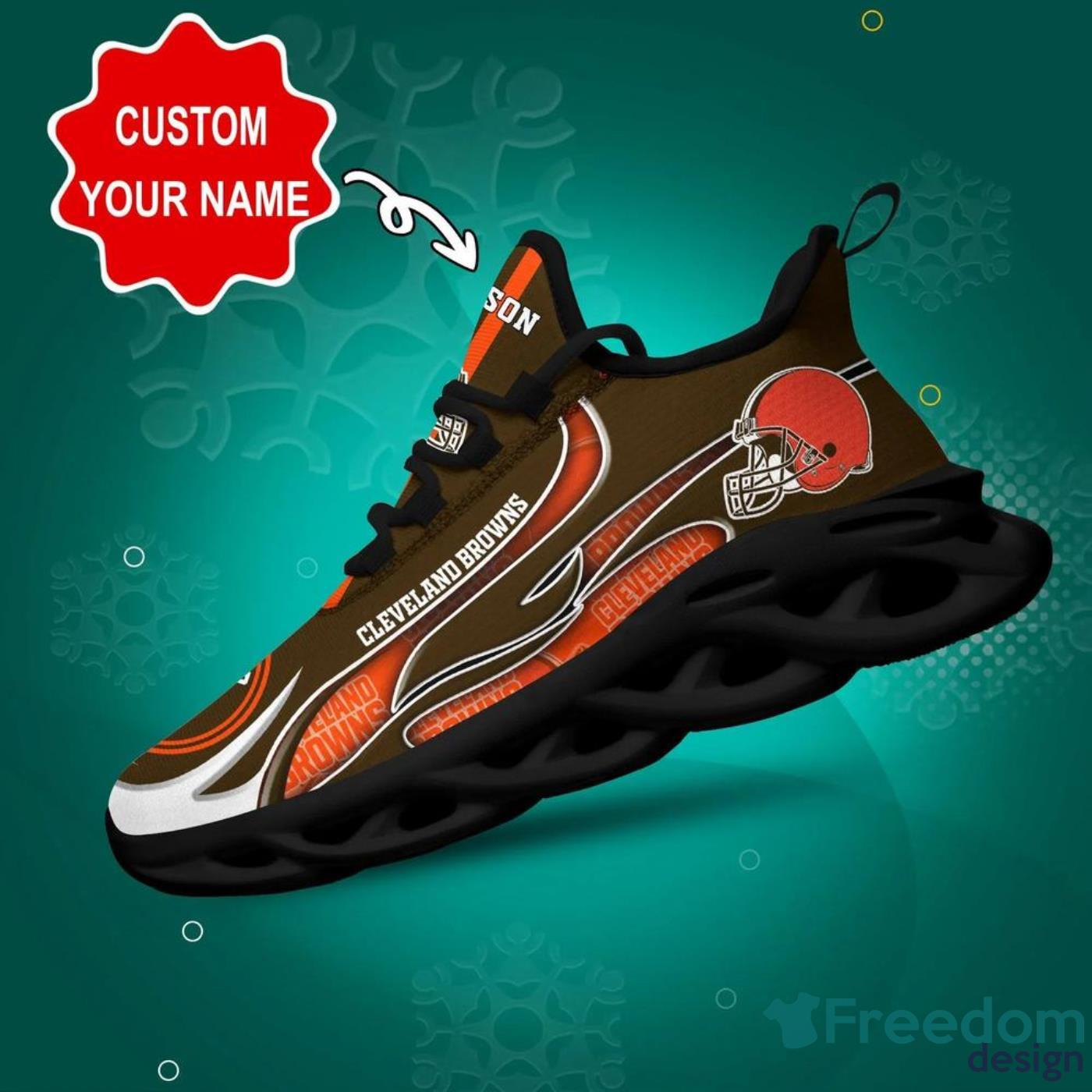 Custom Name Cleveland Browns NFL Running Sneakers Men And Women Max Soul  Shoes