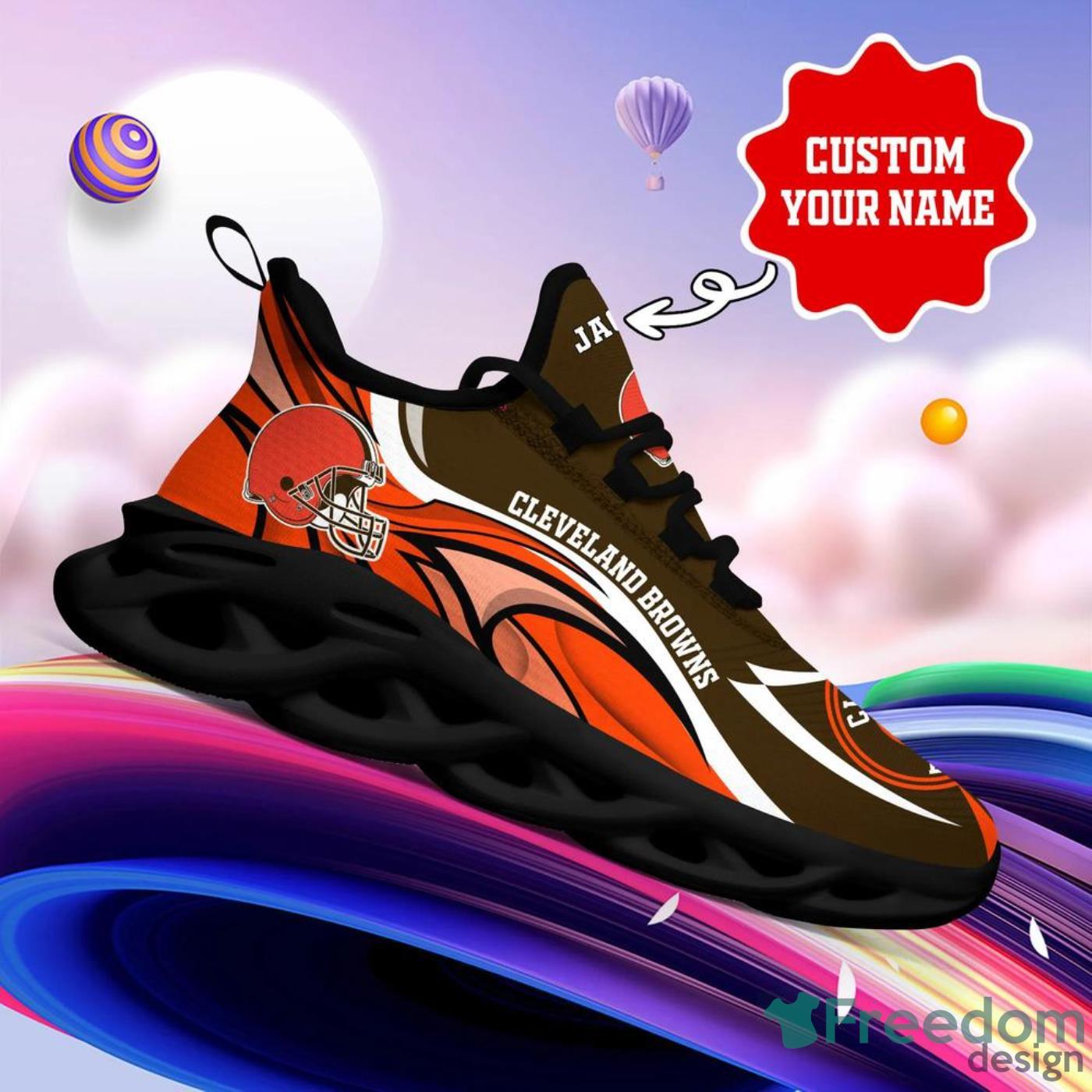 Cleveland Browns Brown Splat Custom Nike Air Max Shoes Black