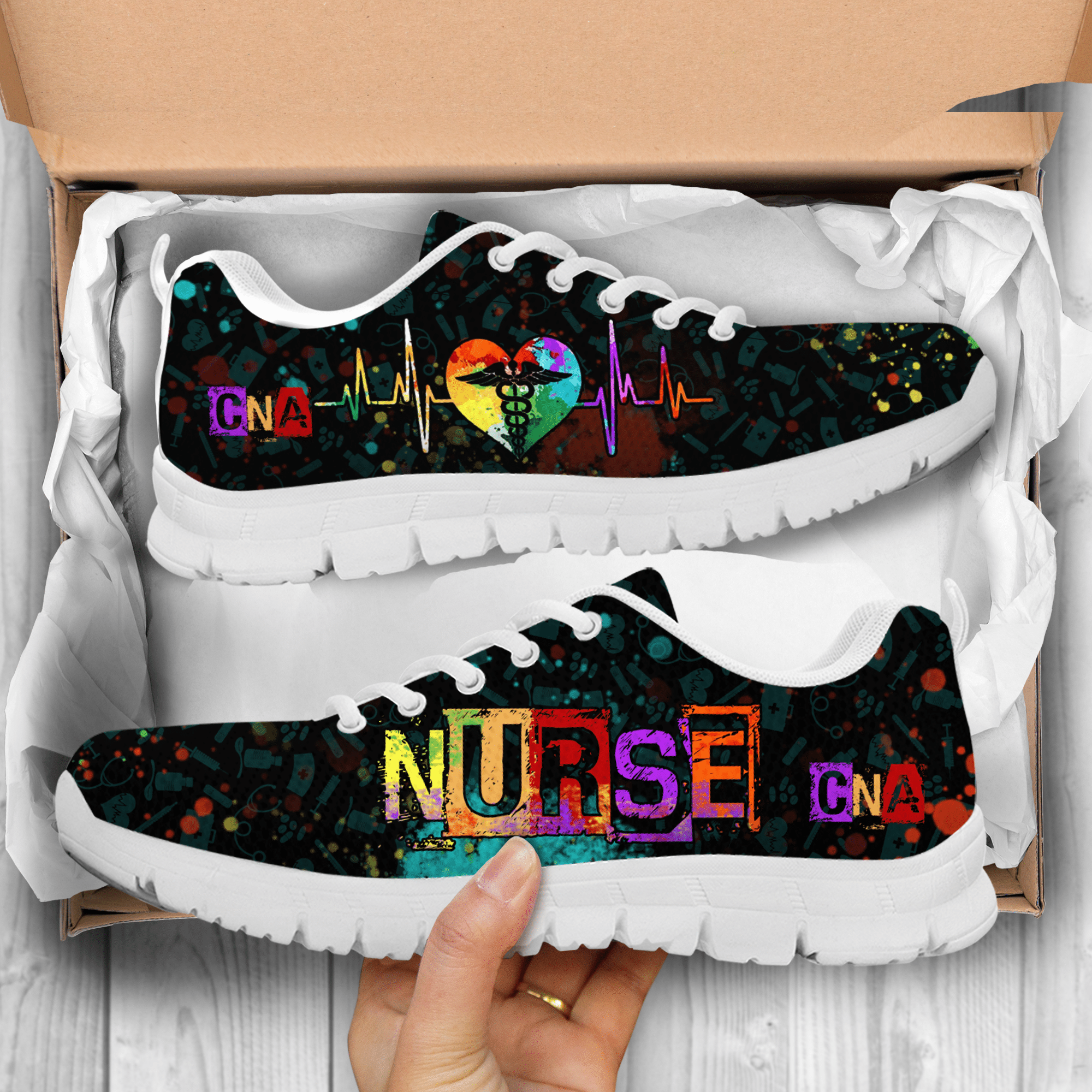 CNA Colorful 3D Printed Nurse Sneakers Product Photo 1
