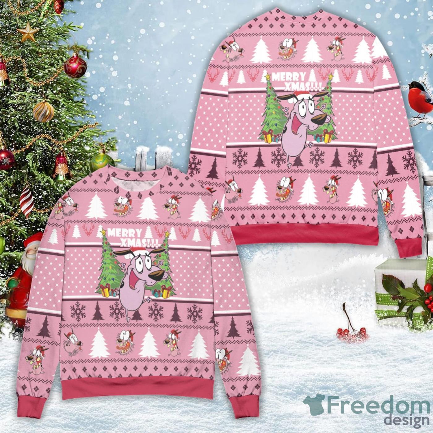 Courage The Cowardly Dog Merry XMas Ugly Christmas Sweater Product Photo 1 Courage The Cowardly Dog Merry XMas Ugly Christmas Sweater Product Photo 1