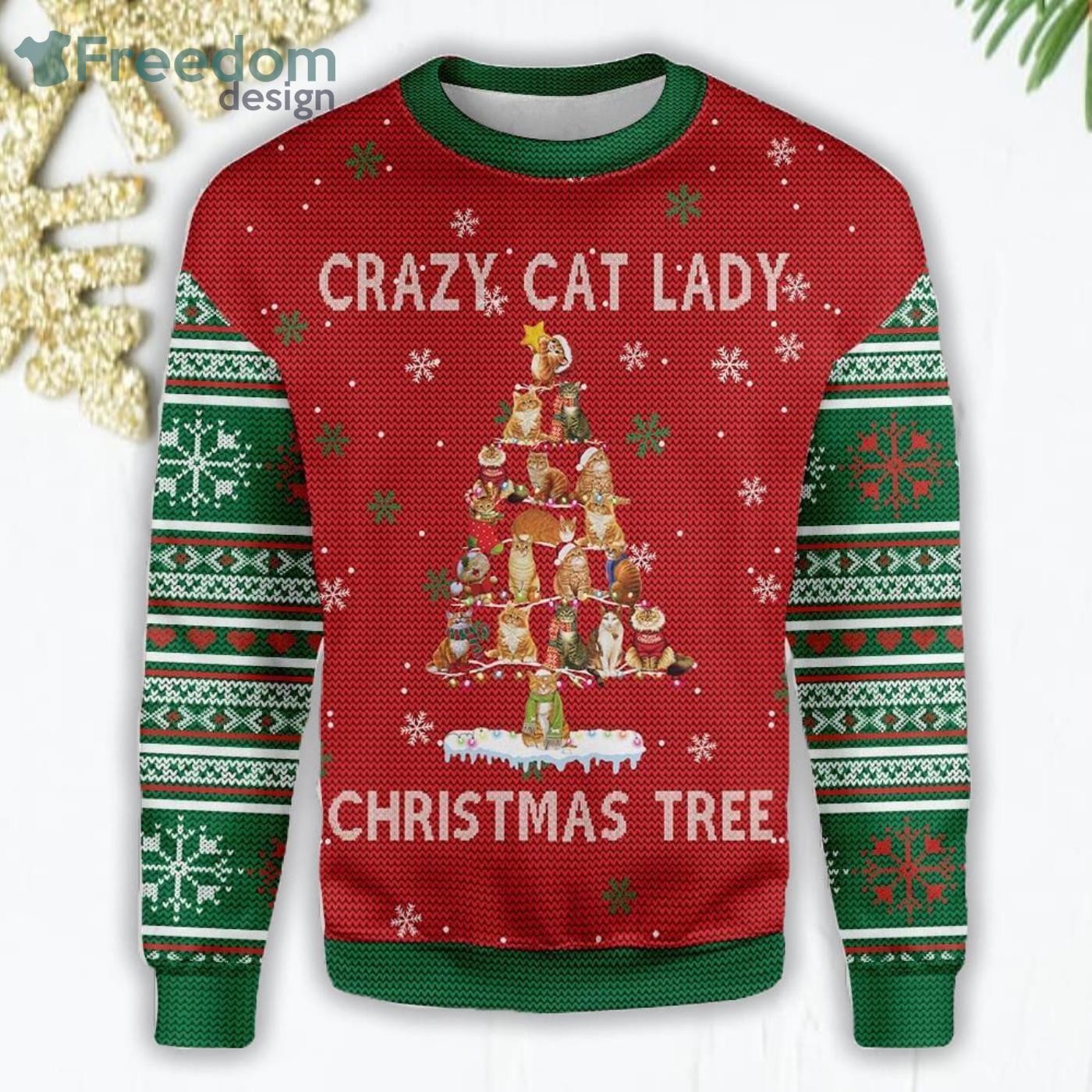 crazy cat lady christmas sweater