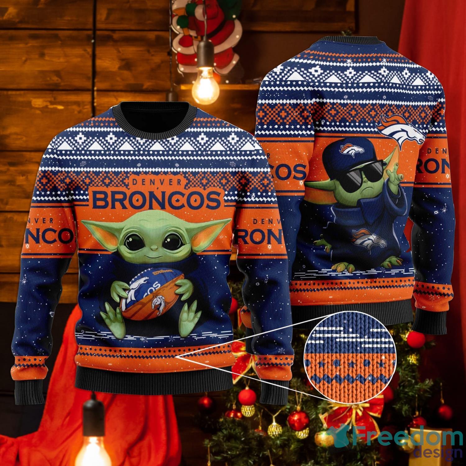 Denver Broncos Christmas Ho Ho Ho Santa Claus Dabbing Ugly Christmas  Sweater - Freedomdesign