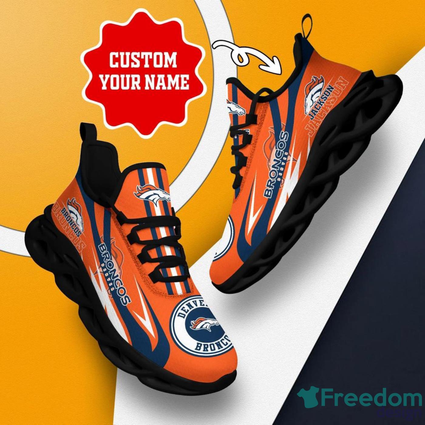 Denver Broncos NFL Custom Name Angle Wings Max Soul Shoes For Men Women