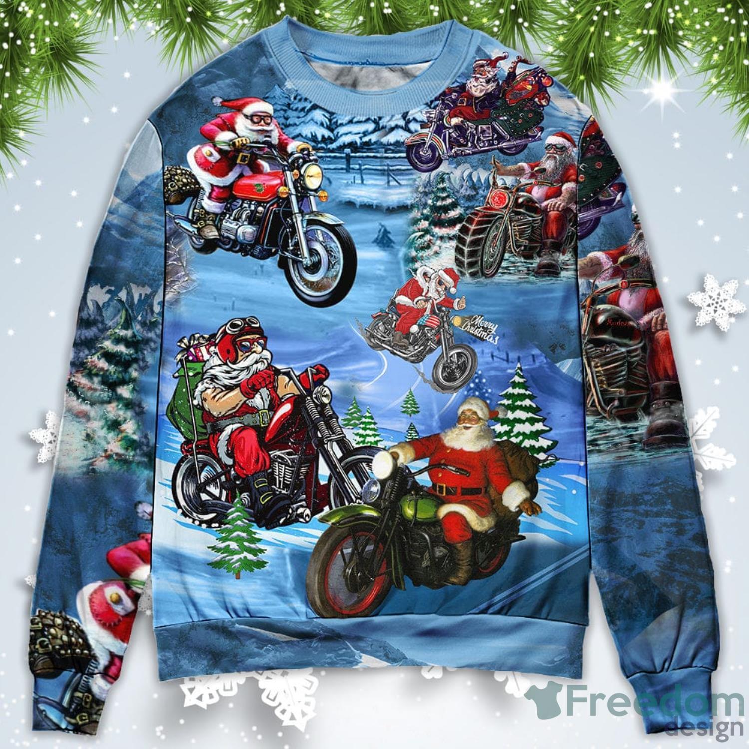 Driving With Santa Claus Christmas Sweatshirt Sweater Product Photo 1