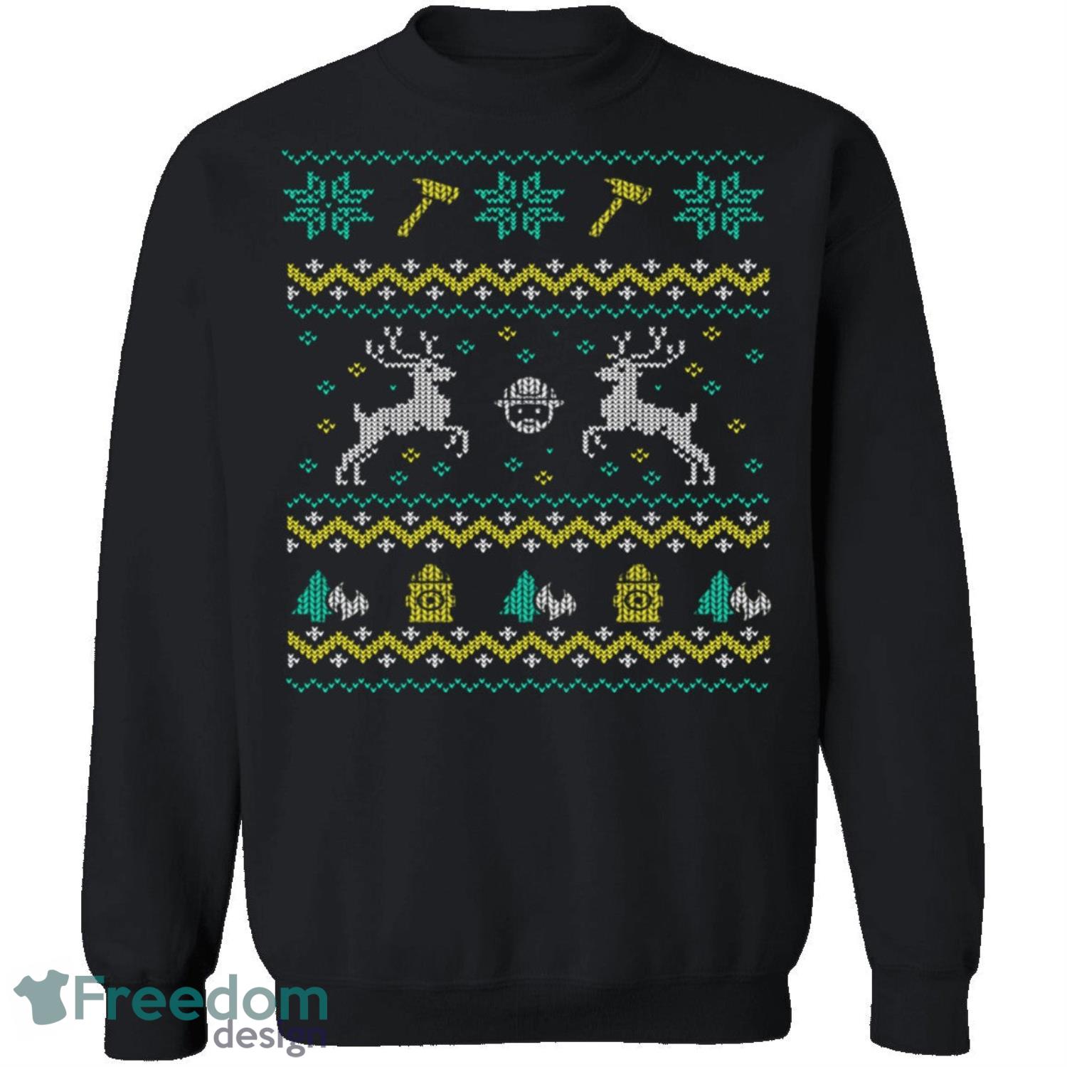 Firefighter Knitting Pattern Ugly Christmas Sweatshirt - firefighter-knitting-pattern-ugly-christmas-sweatshirt-2