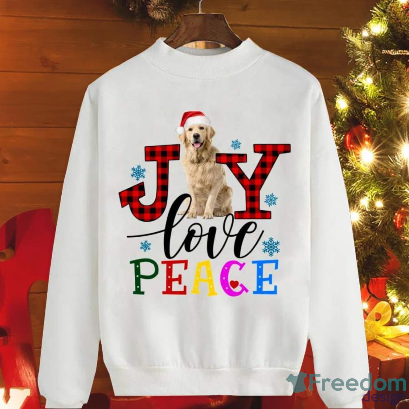 Golden Retriever Joy Love Peace Buffalo Paid  Great Xmas Gift Christmas Sweatshirt Product Photo 1