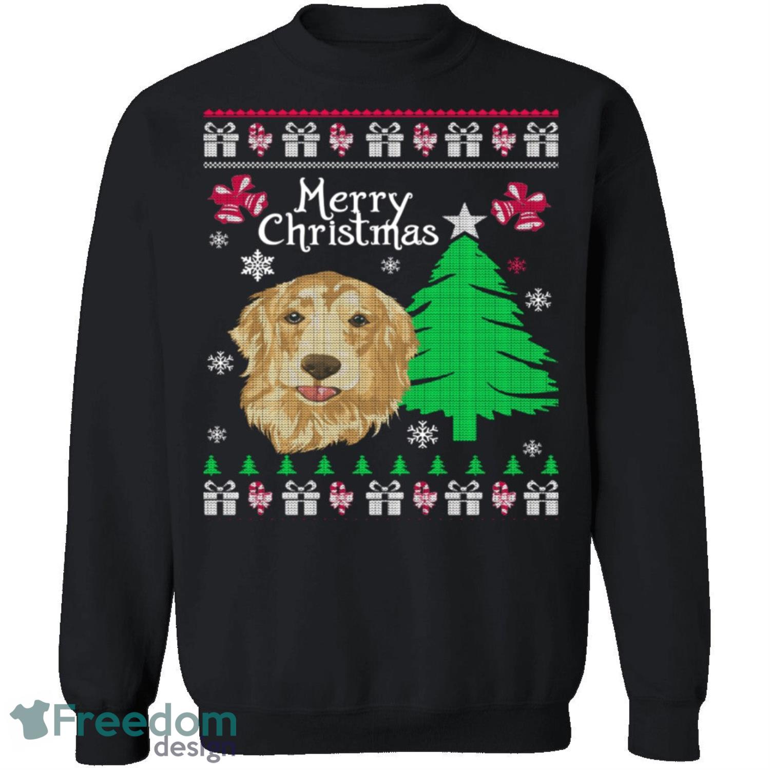 Golden Retriever Knitting Pattern Ugly Christmas Sweatshirt - golden-retriever-knitting-pattern-ugly-christmas-sweatshirt-1