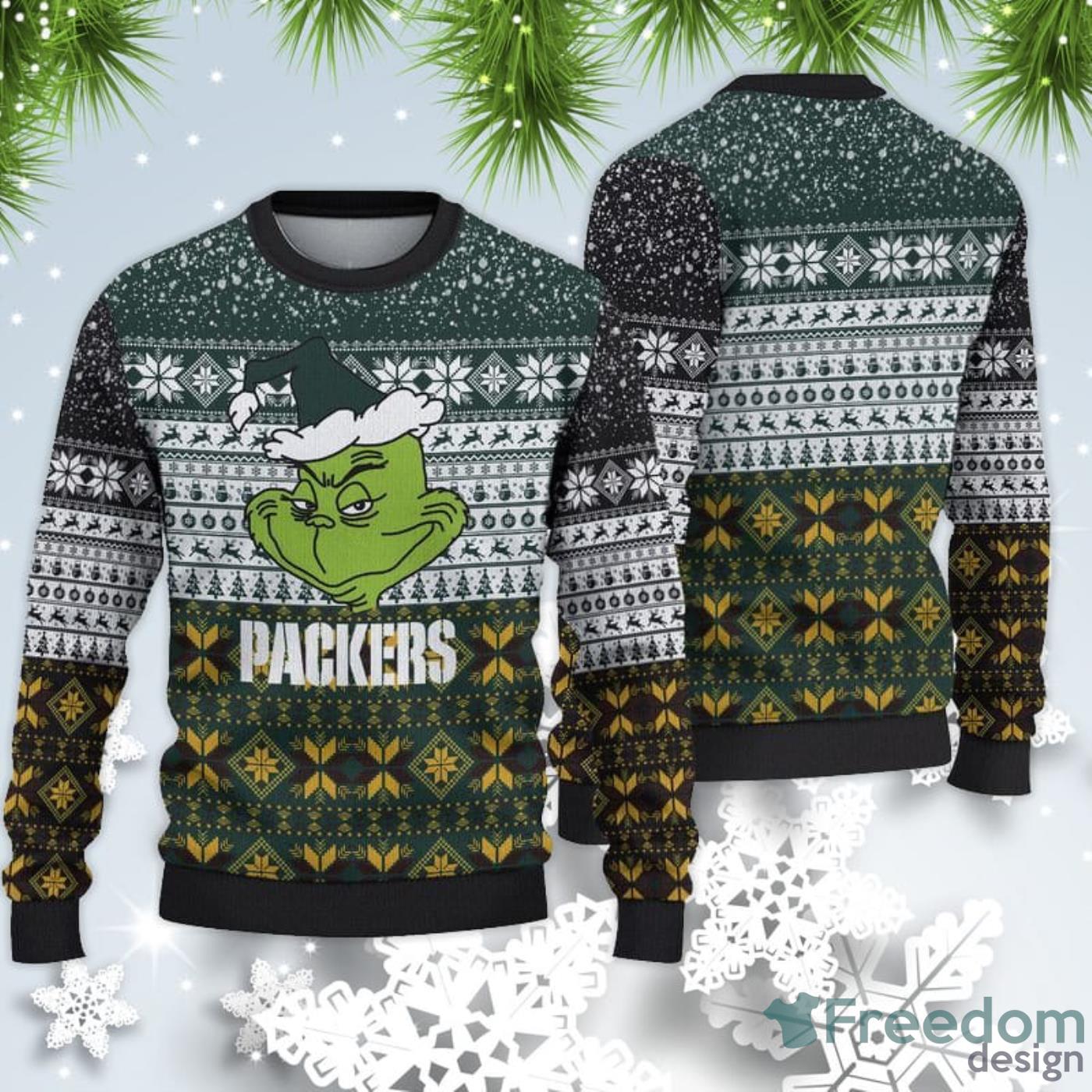 Blackfriday Personalized Grinch Green Bay Packers Woolen Sweater