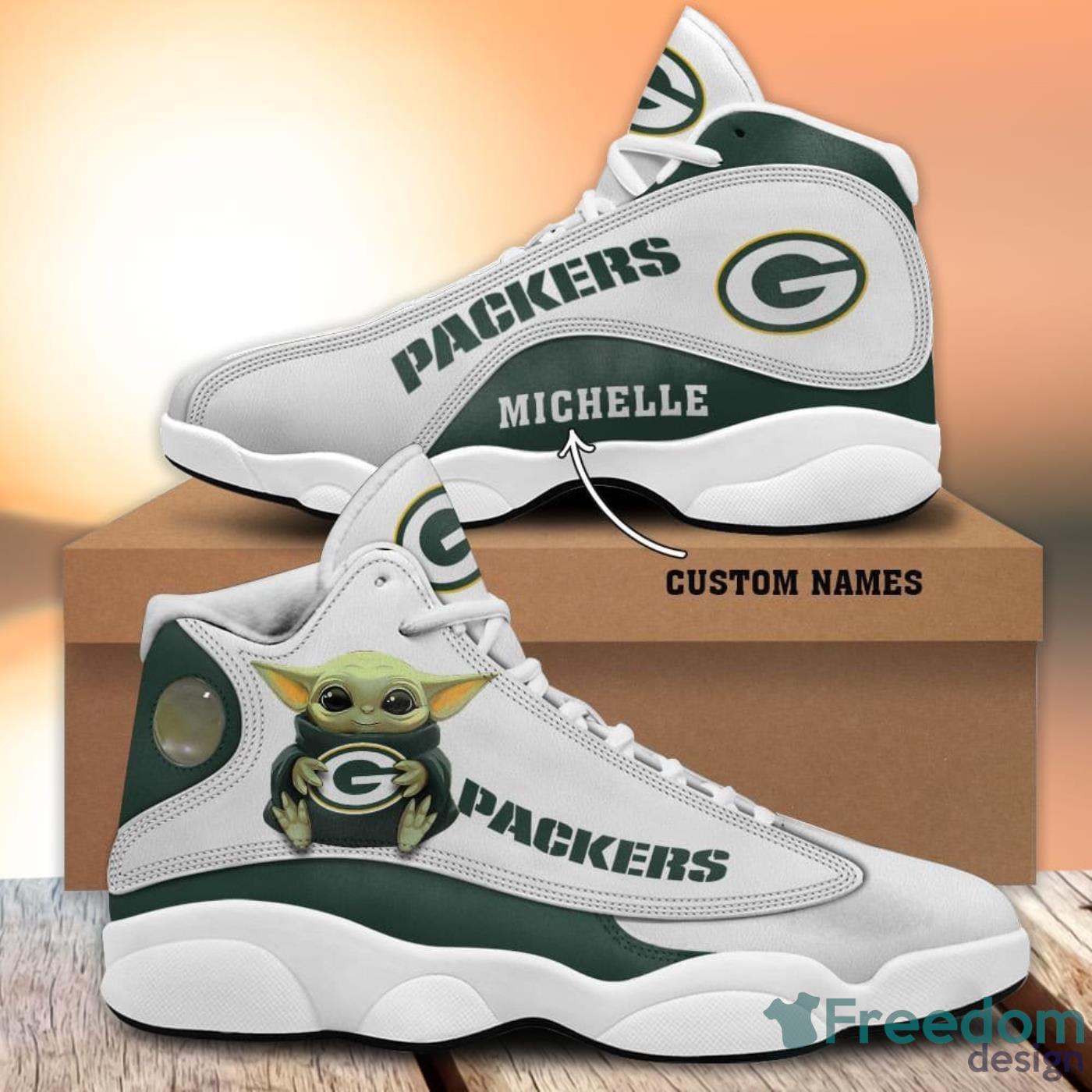 Green Bay Packers Air Jordan 13 Custom Name For Fans