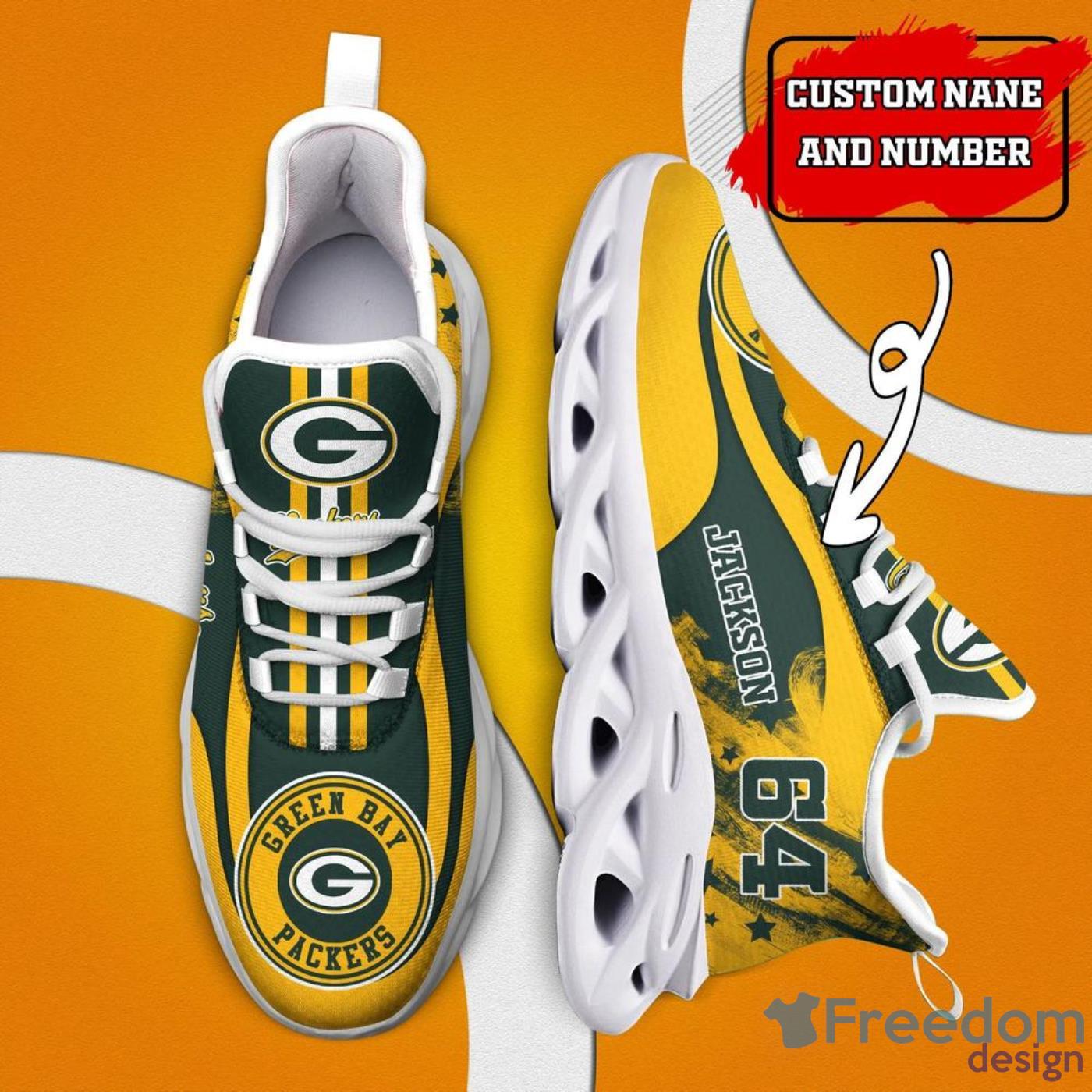 Green Bay Packers Max Soul Sneakers Running Sport Shoes Custom Name -  Freedomdesign