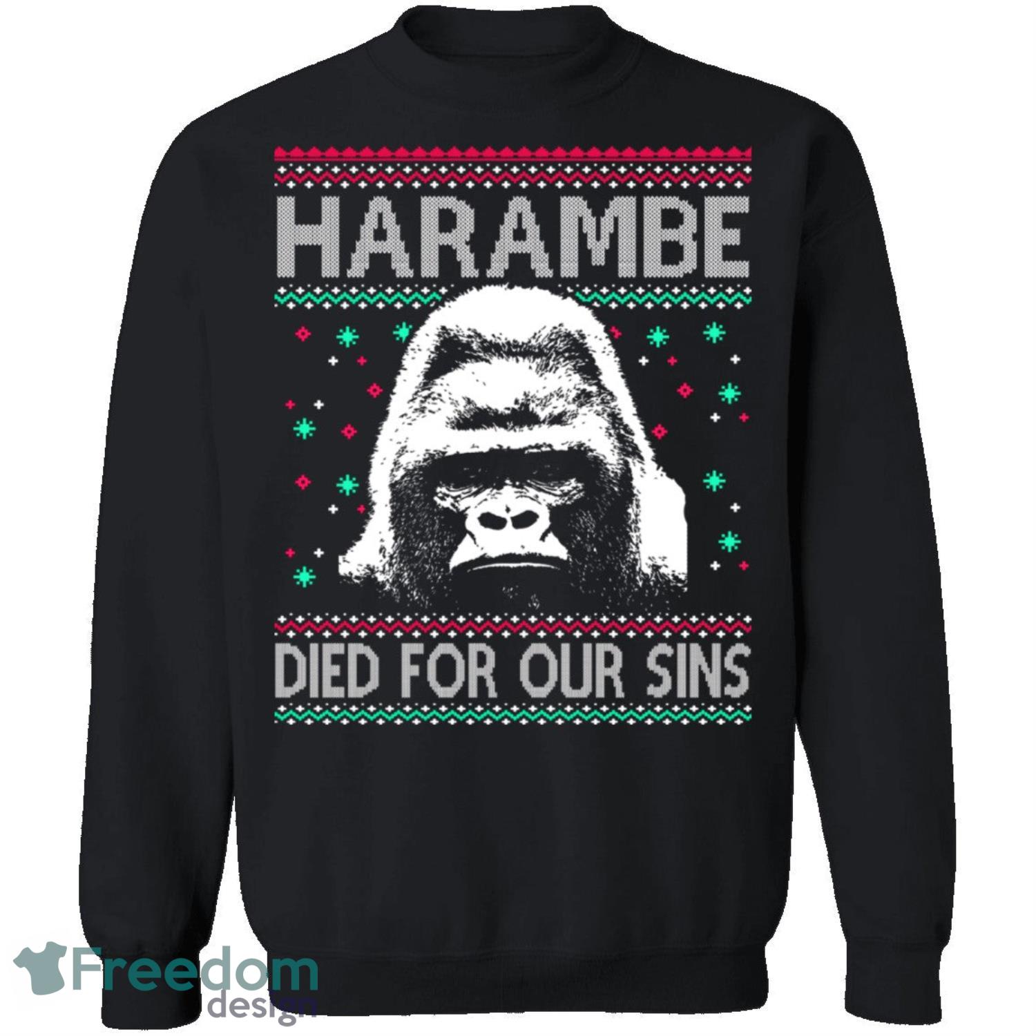 Harambe Knitting Pattern Ugly Christmas Sweatshirt - harambe-knitting-pattern-ugly-christmas-sweatshirt-1