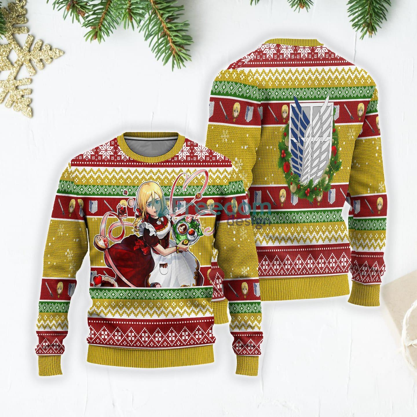 Attack on Titan 4 Kanji and Swords Ugly Christmas Sweater