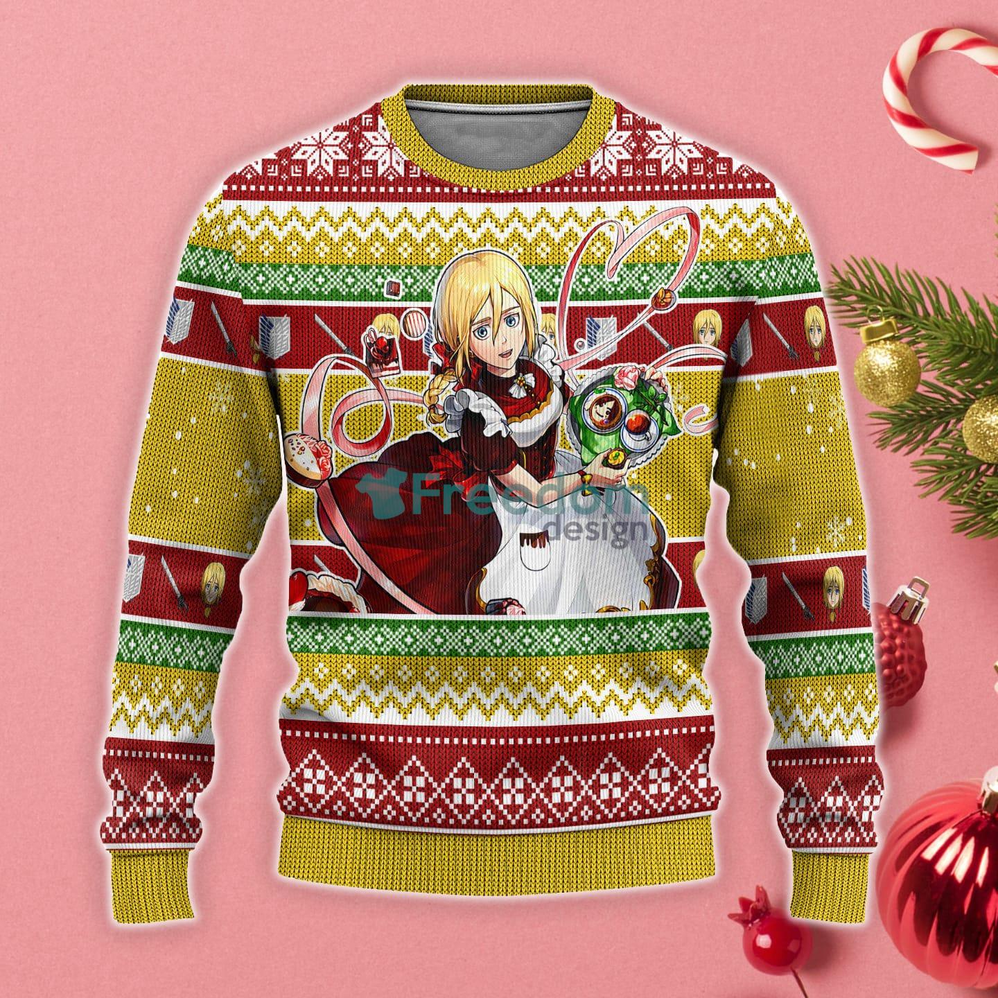 Attack on Titan 4 Kanji and Swords Ugly Christmas Sweater