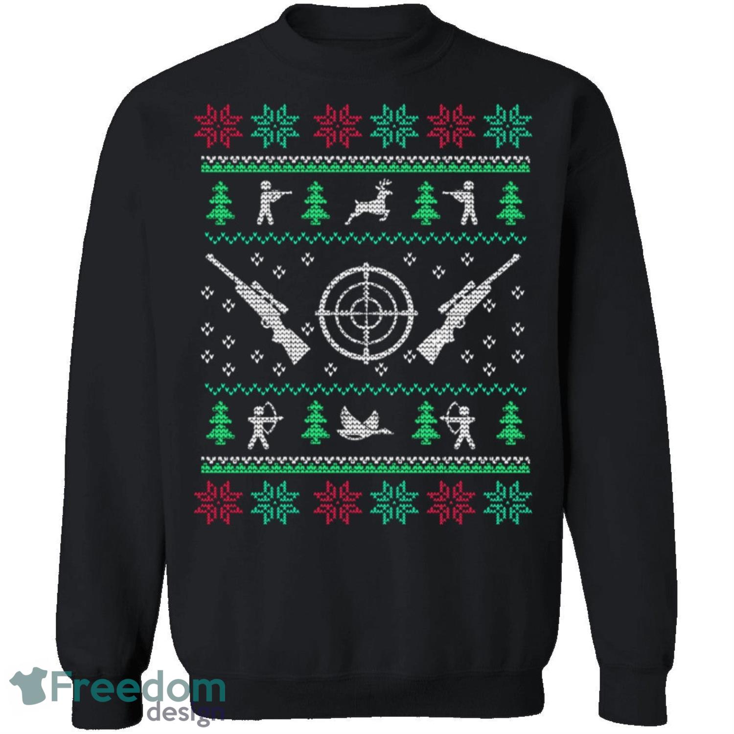 Hunting Knitting Pattern Ugly Christmas Sweatshirt - hunting-knitting-pattern-ugly-christmas-sweatshirt-1