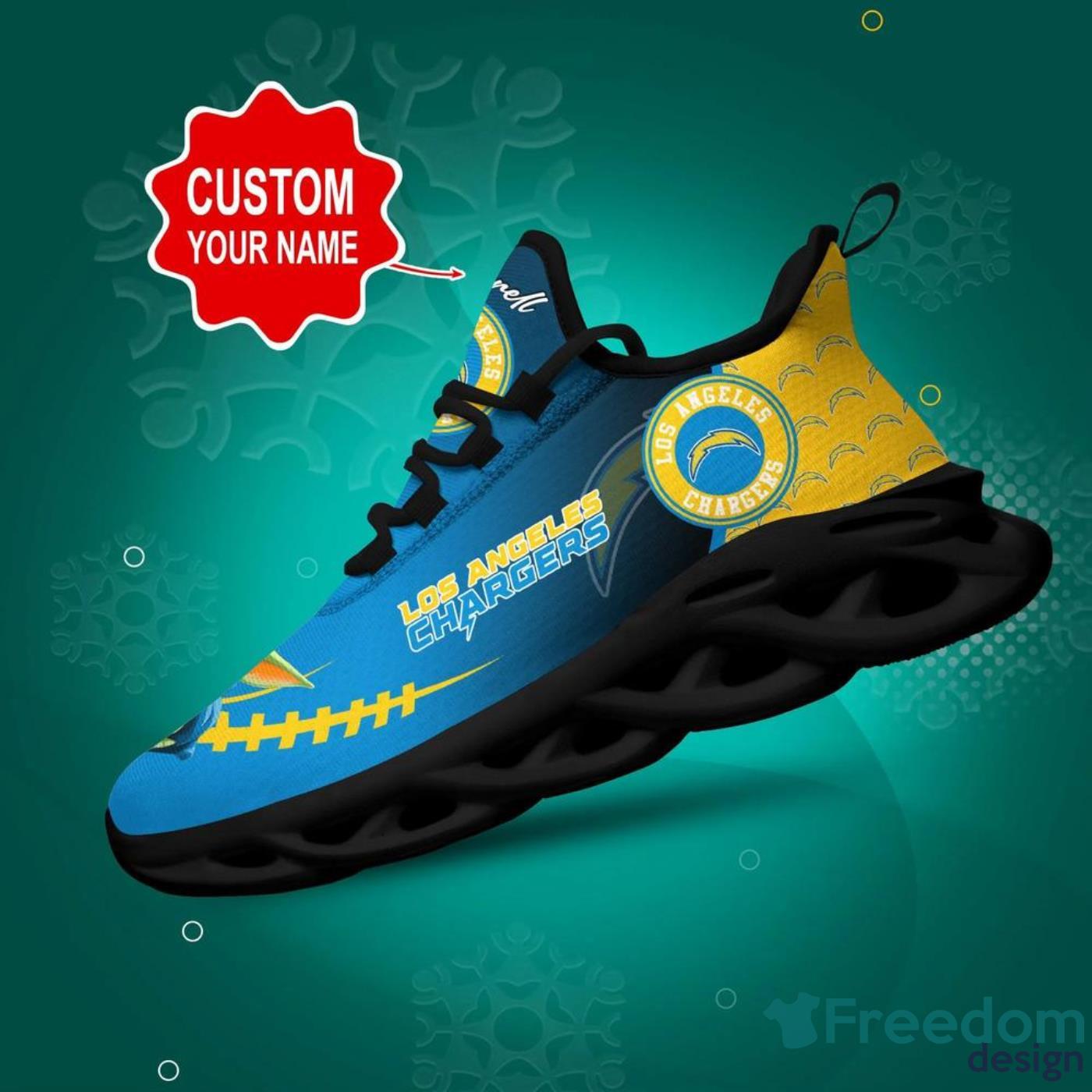 Los Angeles Chargers NFL Baby Yoda Sneakers Max Soul Shoes Custom Name For Fans Product Photo 3 Los Angeles Chargers NFL Baby Yoda Sneakers Max Soul Shoes Custom Name For Fans Product Photo 3