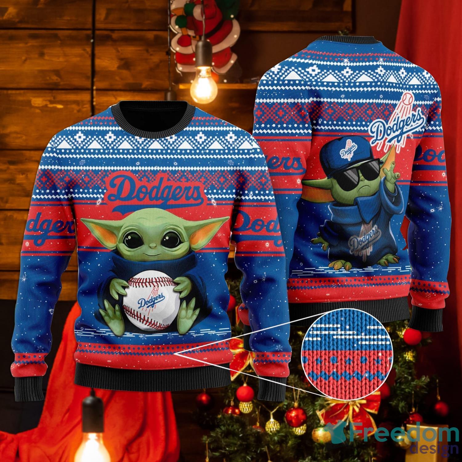 Los Angeles Dodgers Baby Yoda Ugly Christmas Sweater - Freedomdesign