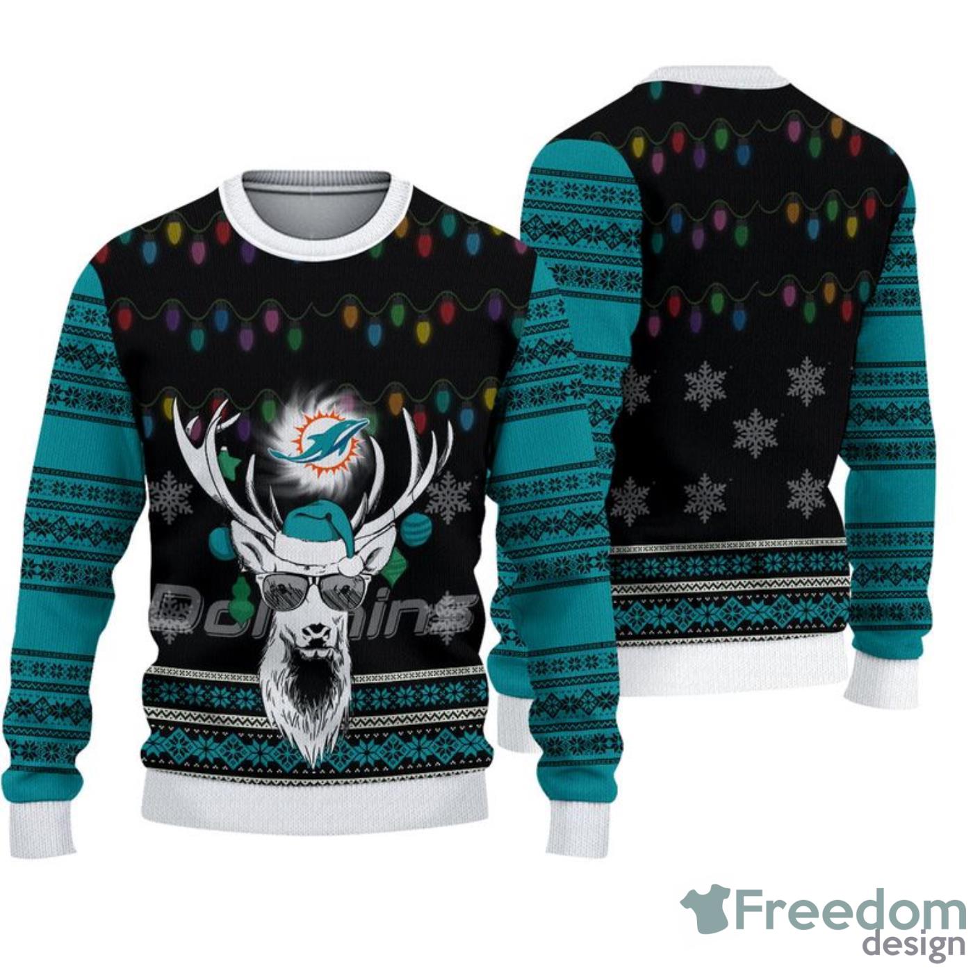 Miami Dolphins Dabbing Santa Christmas Gift Ugly Christmas Sweater -  Freedomdesign