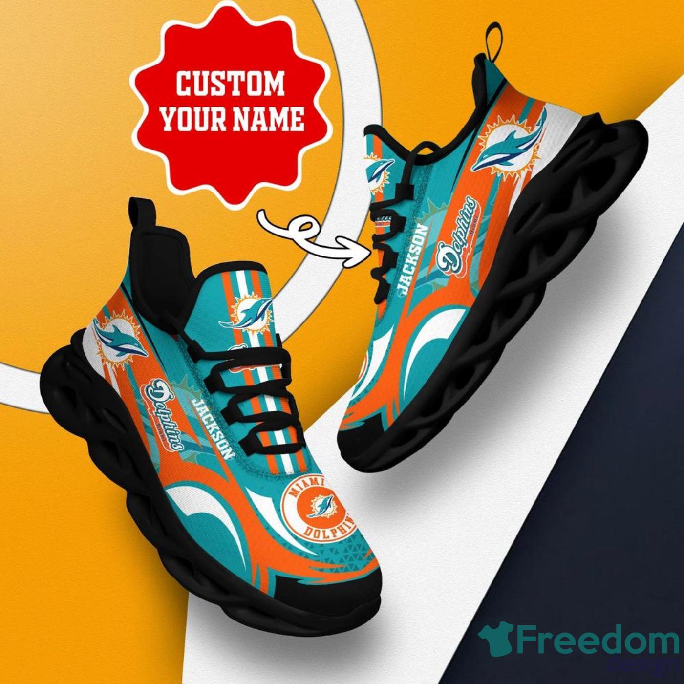 Miami Dolphins Custom Name Luxury NFL Max Soul Shoes Design 6 Chunky  Sneakers For Men And Women - Freedomdesign