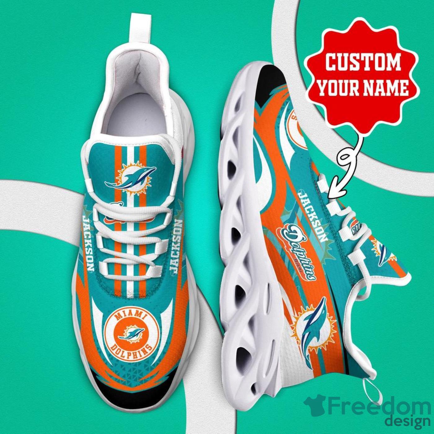 NFL Miami Dolphin Chunky Sneakers Black White Max Soul Shoes Men Women -  Freedomdesign