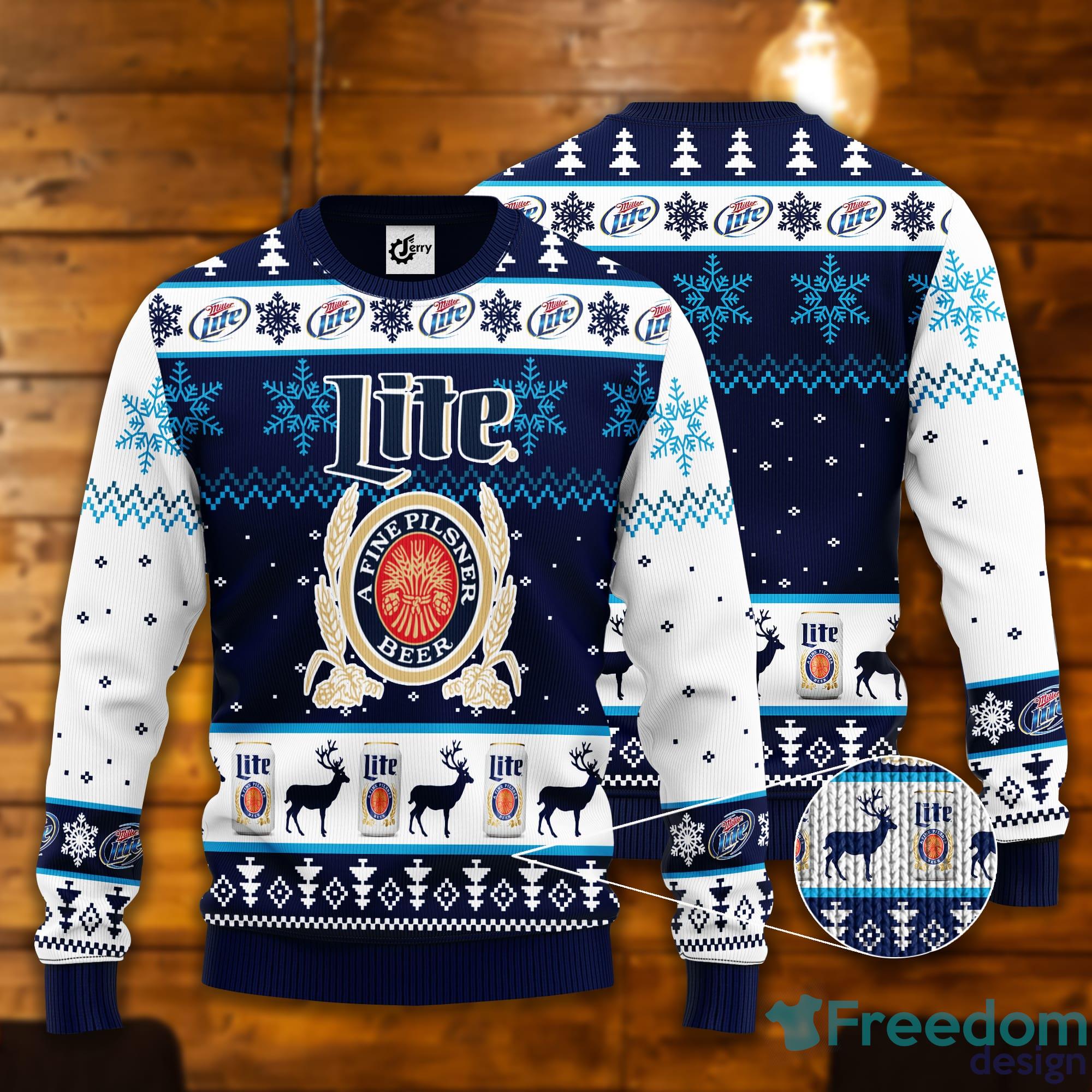 Miller Lite Christmas Pattern Ugly Christmas Sweater Product Photo 1 Miller Lite Christmas Pattern Ugly Christmas Sweater Product Photo 1