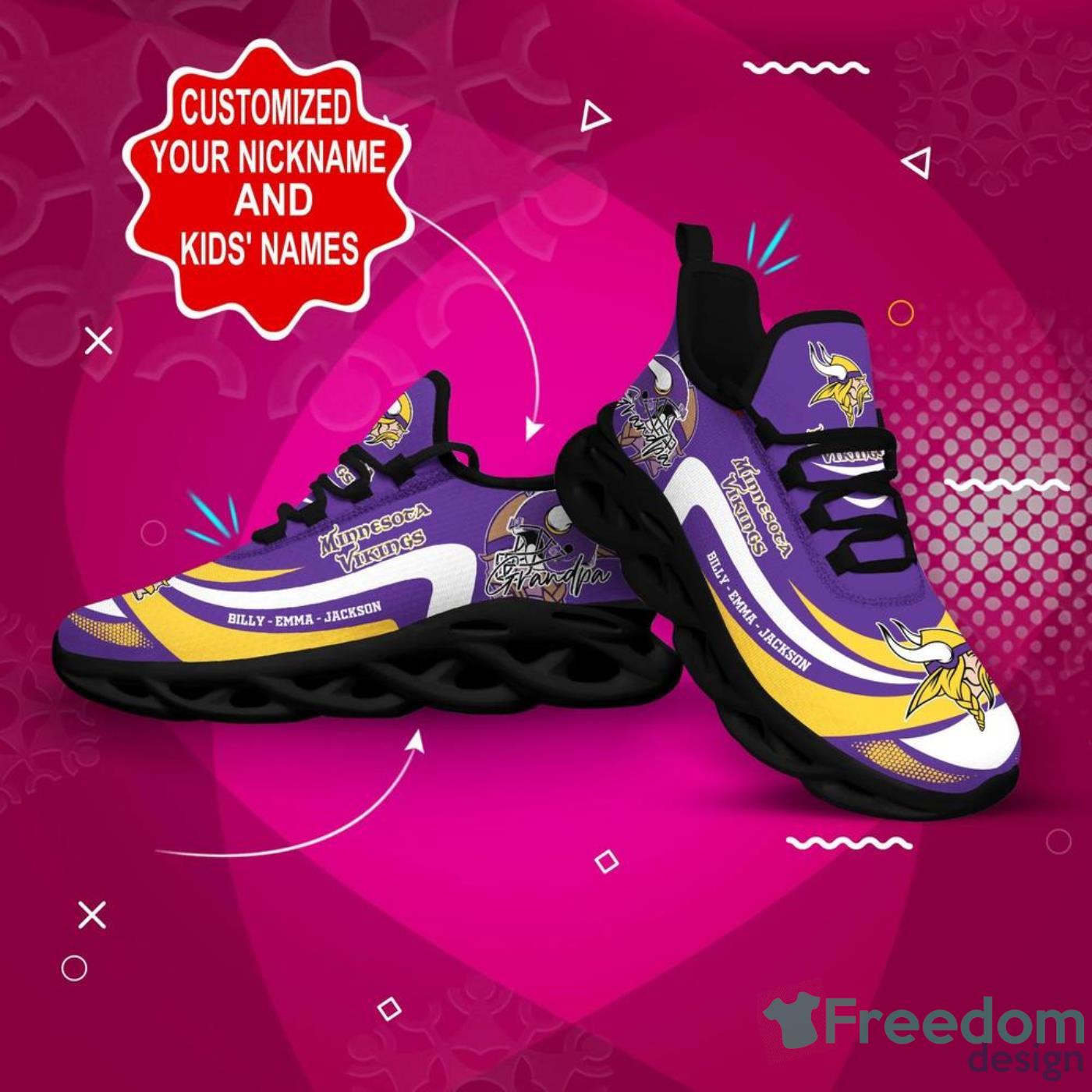 Minnesota Vikings NFL Max Soul Shoes Custom Name Sneakers Running Shoes -  Freedomdesign