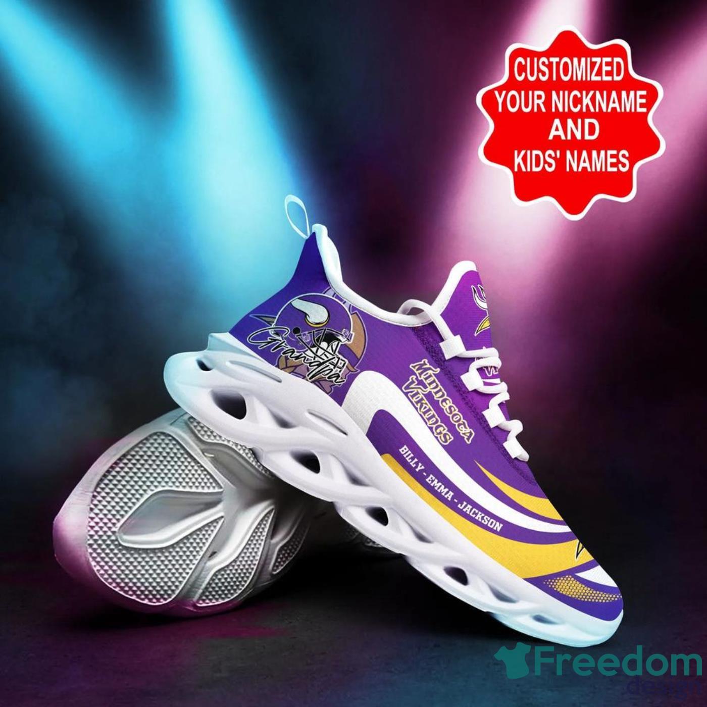 Minnesota Vikings Detail Custom Name Chunky Sneaker AOP Gift Fans Max Soul  Shoes - YesItCustom