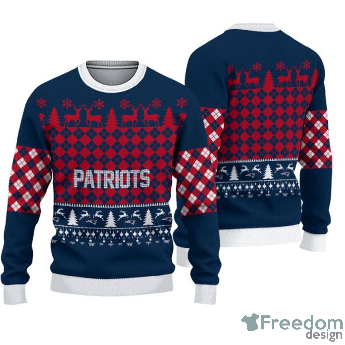 New England Patriots Football Team Logo Custom Christmas Gift All Over  Print Ugly Christmas Sweater - Freedomdesign